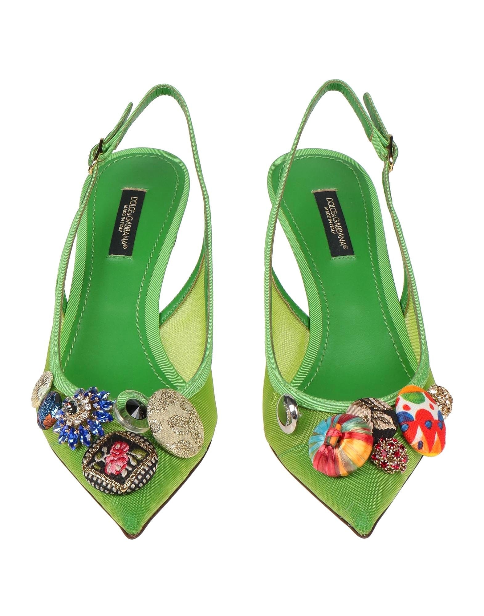 Dolce & Gabbana Green Embellished Slingbacks | Sendegaro CA