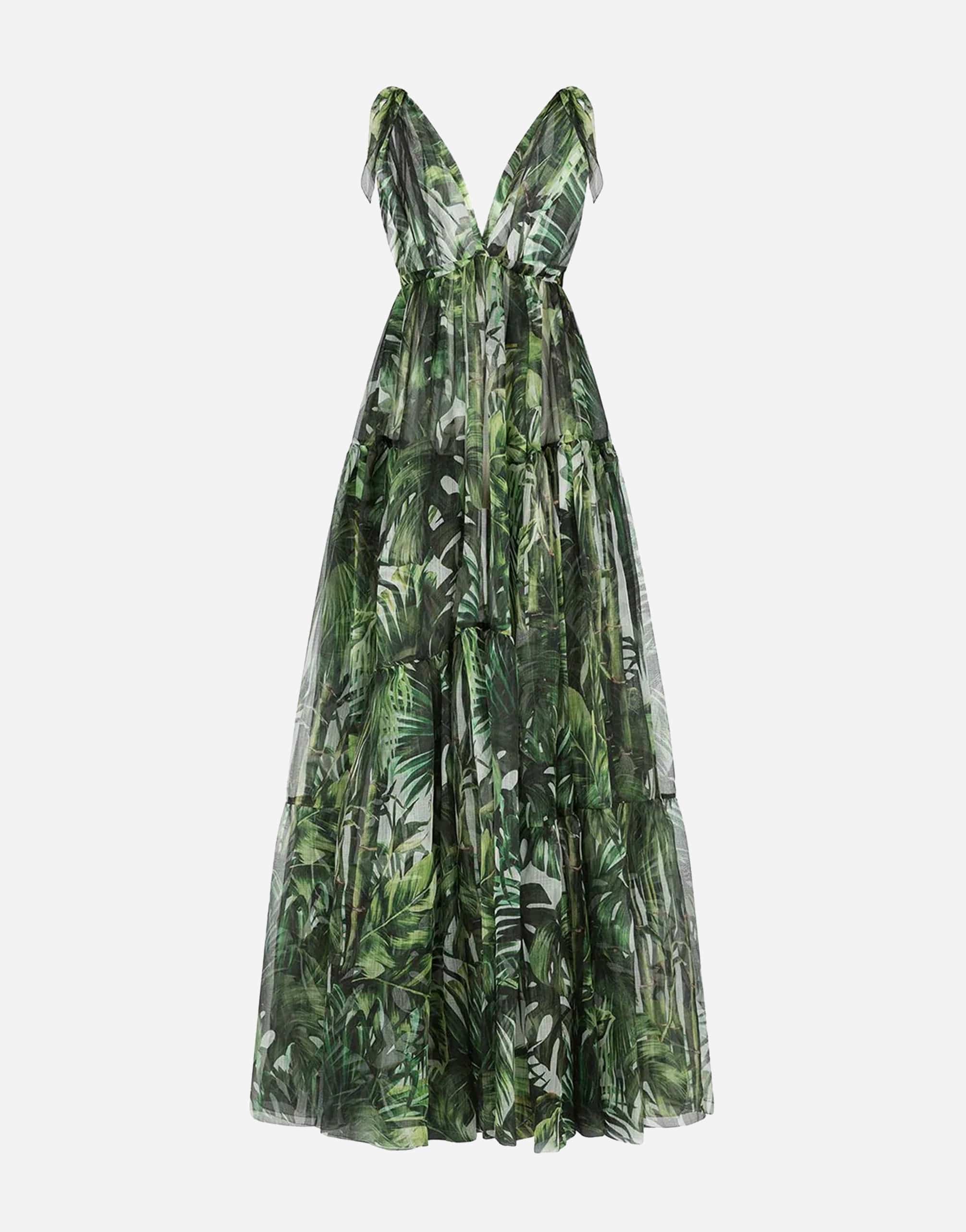 Flocked Leaf Georgette Dress