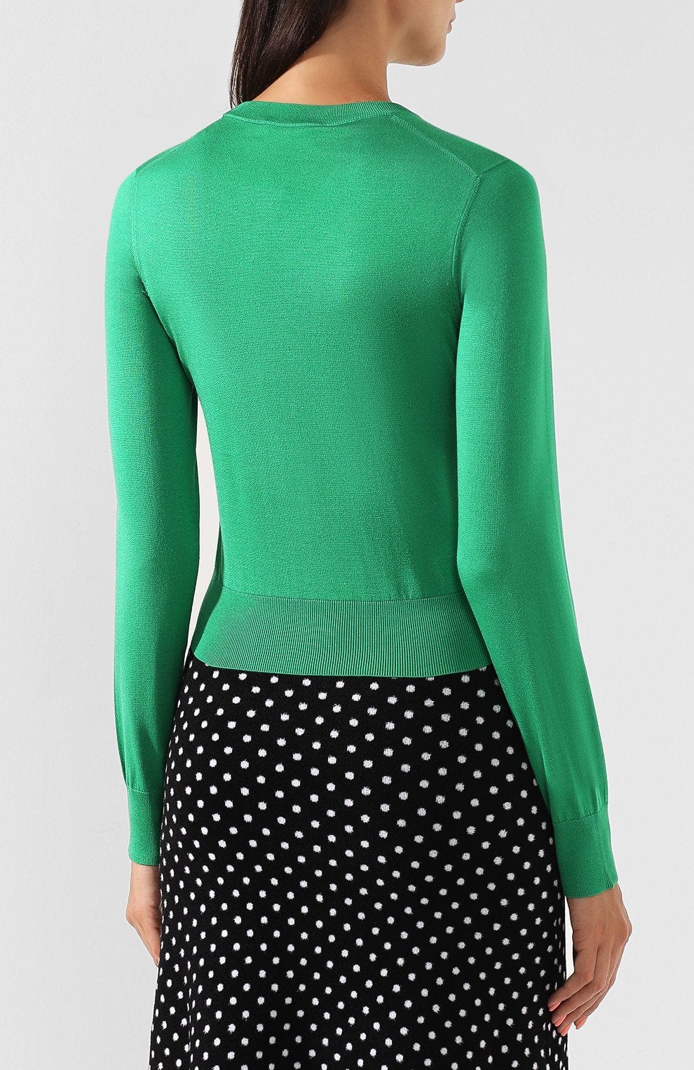 Dolce & Gabbana Green Floral-Appliqué Silk Sweater