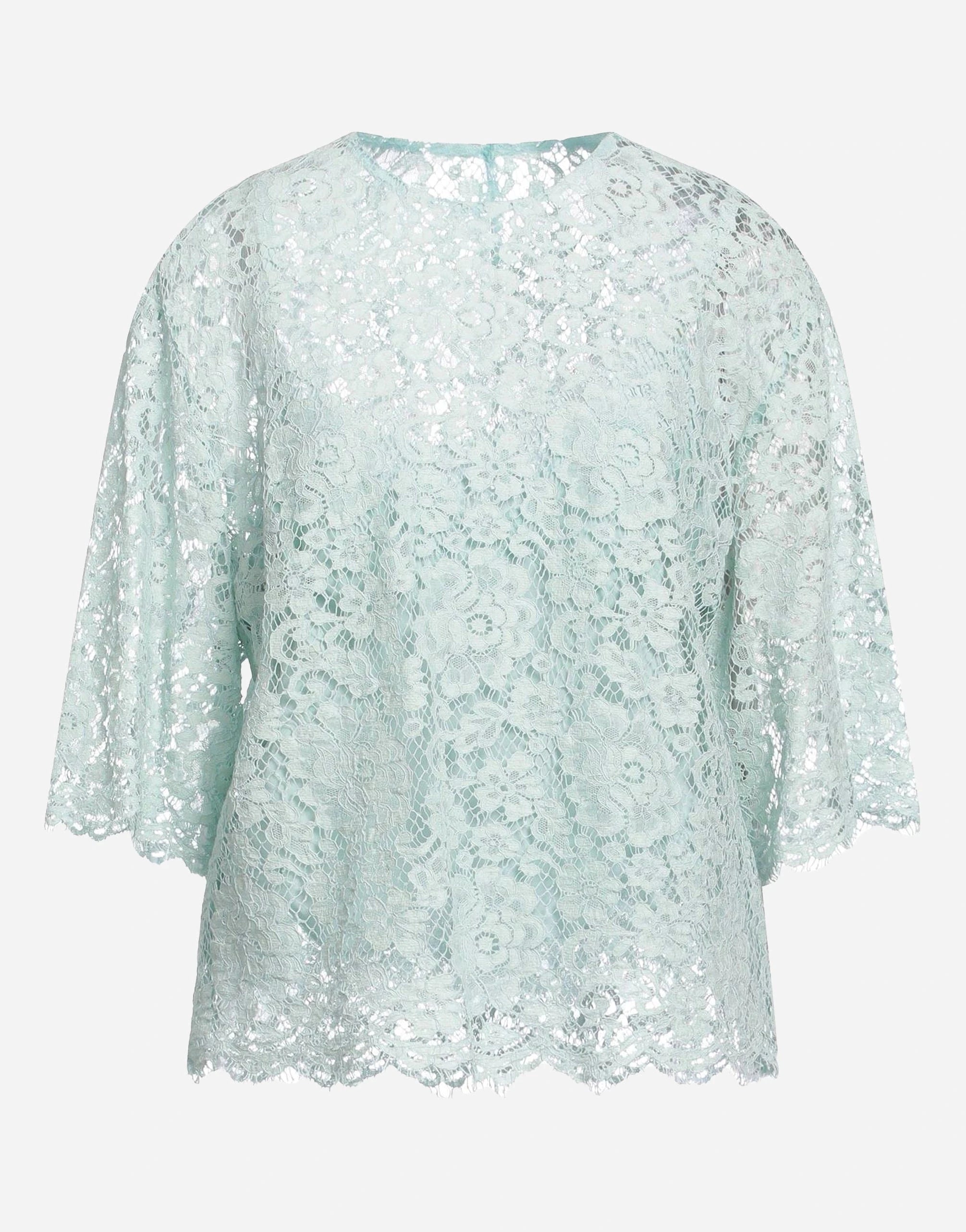 Dolce & Gabbana Green Floral-Lace Blouse