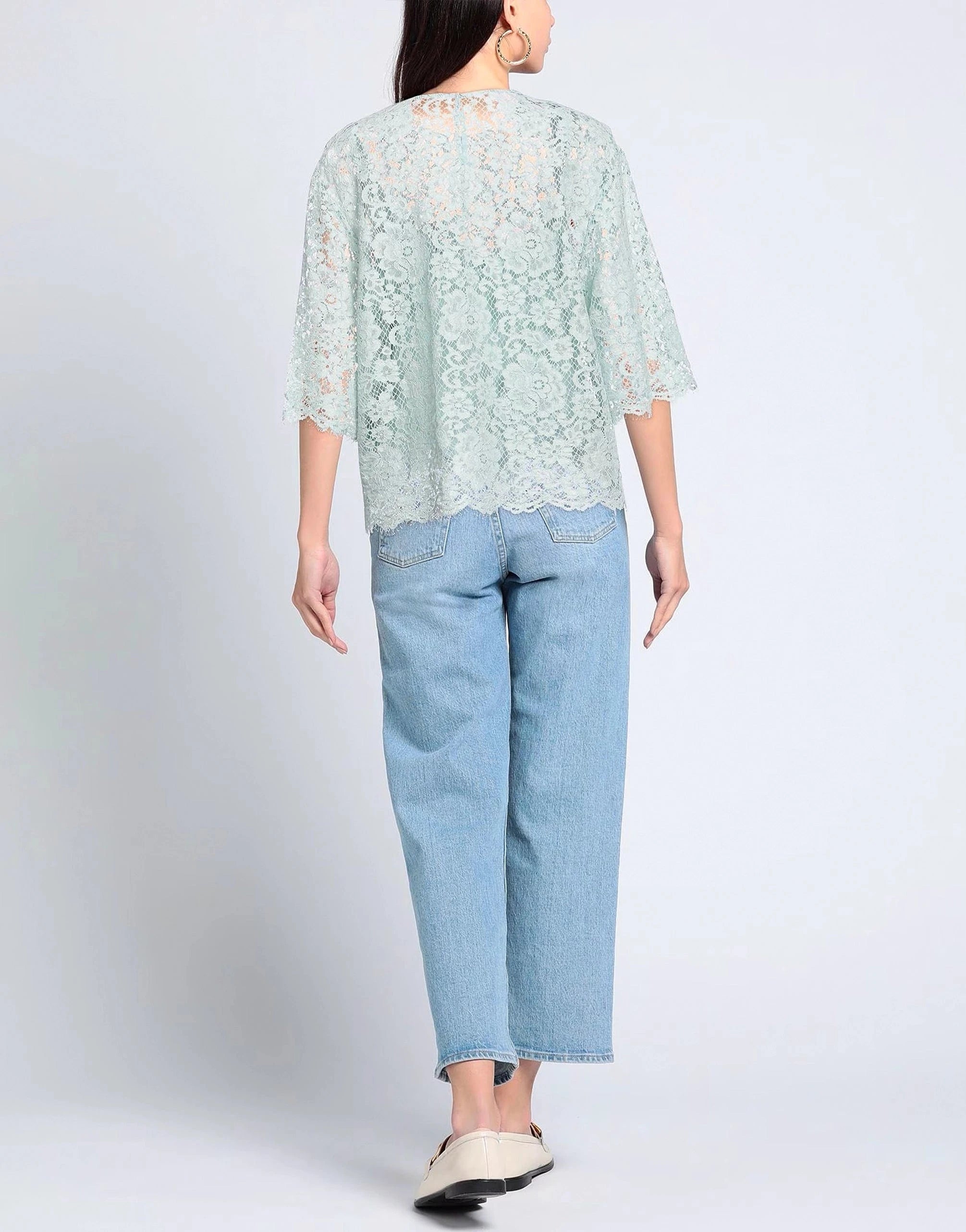Dolce & Gabbana Green Floral-Lace Blouse