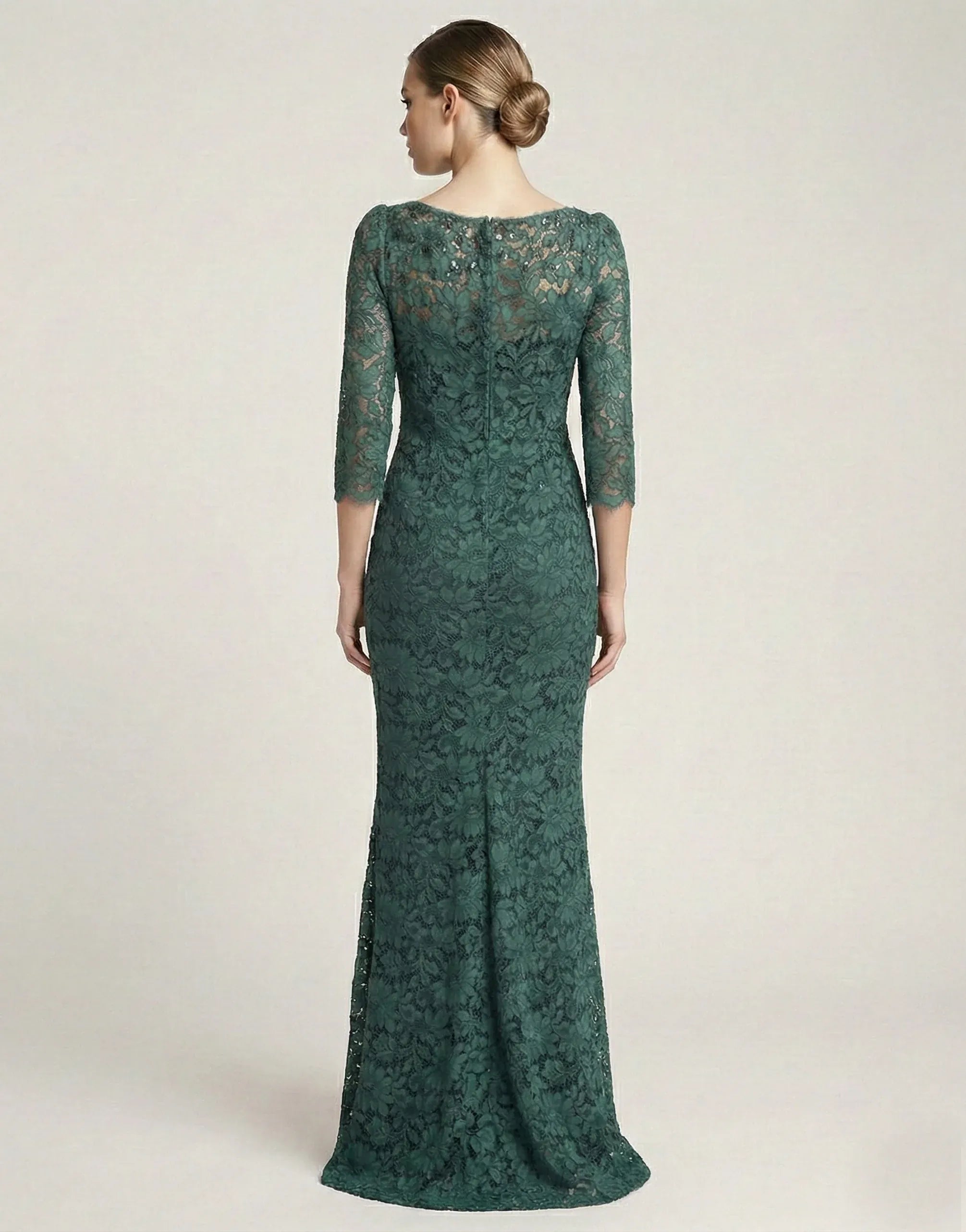 Dolce & Gabbana Green Lace Floor-Length Evening Gown