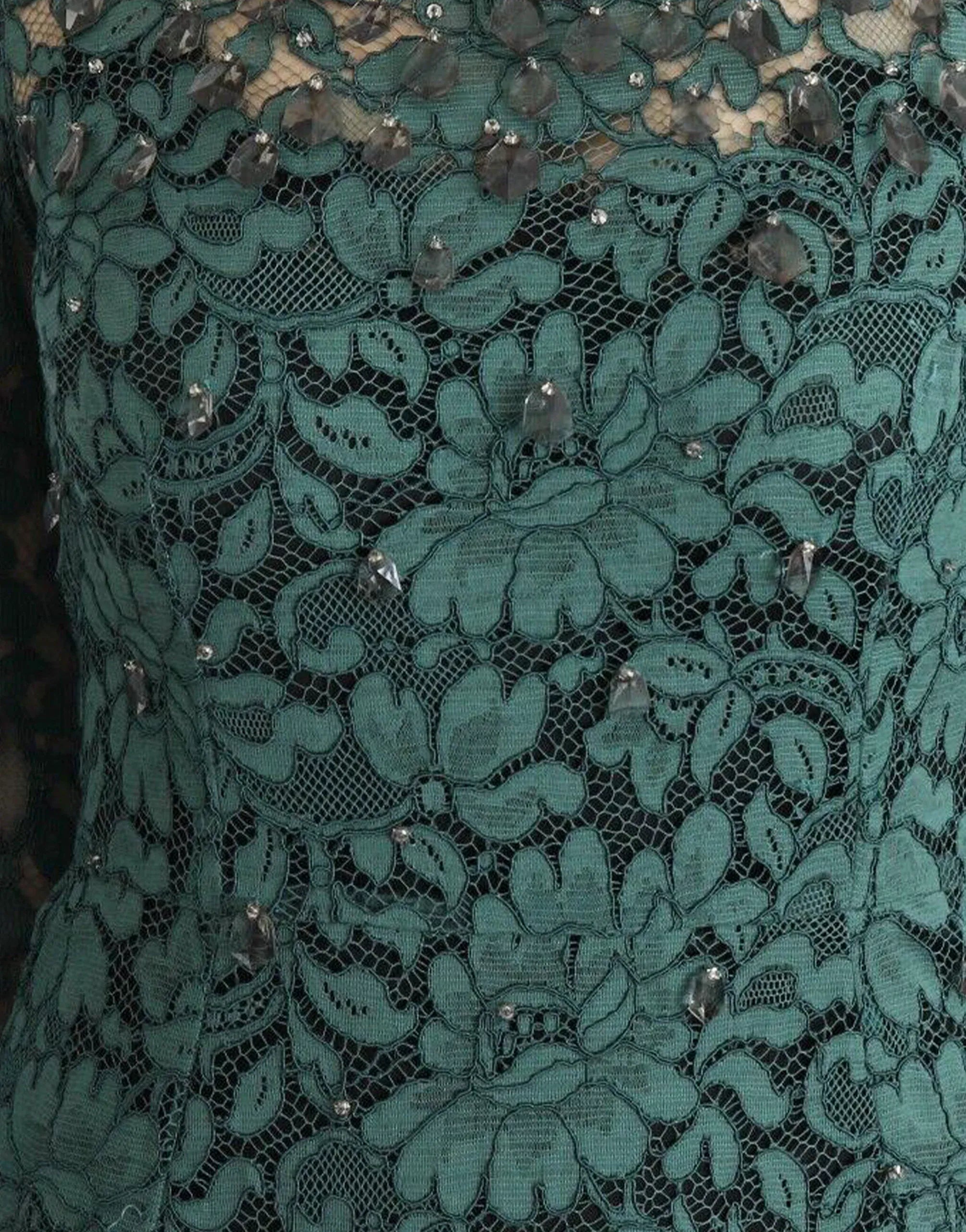 Dolce & Gabbana Green Lace Floor-Length Evening Gown