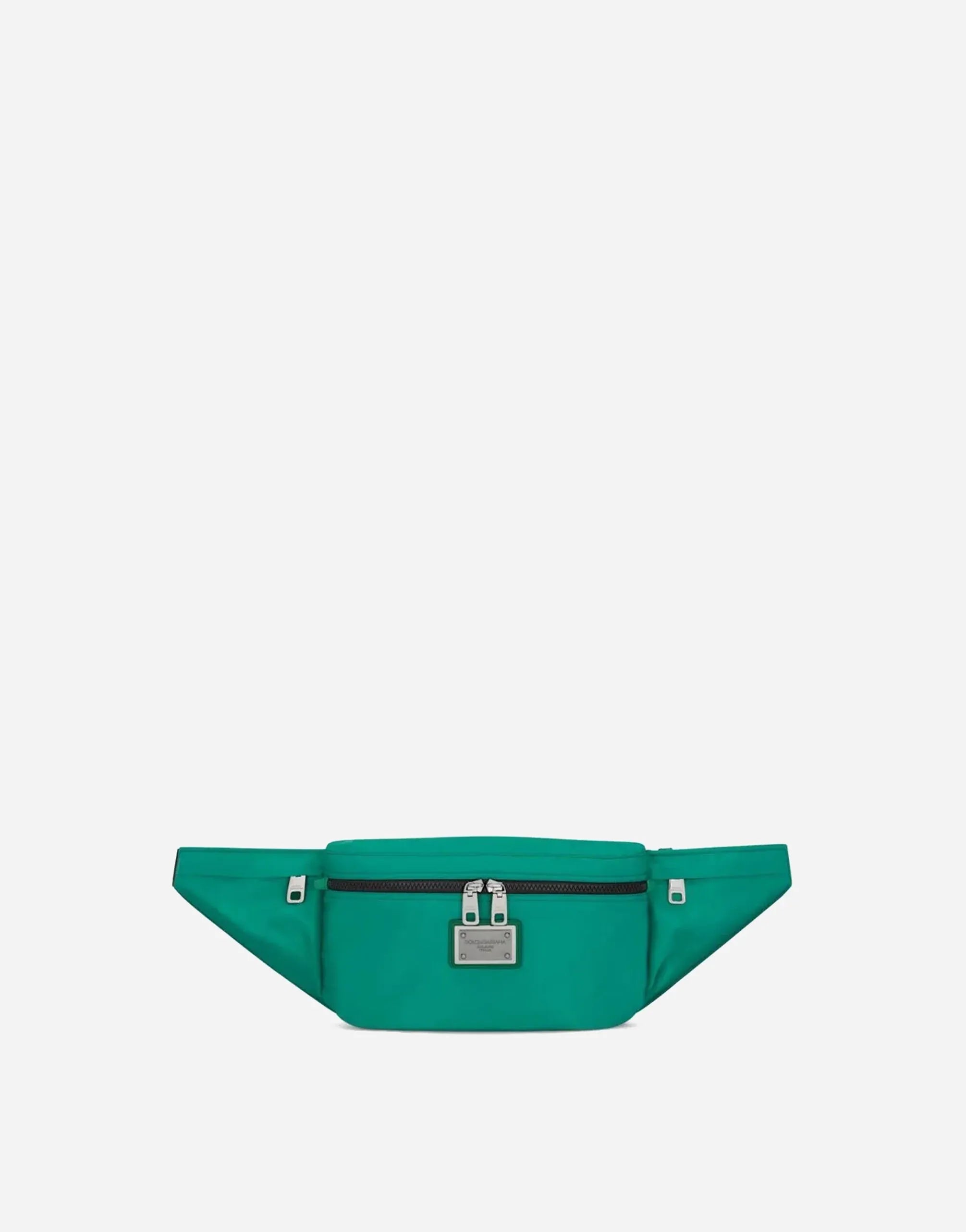 Dolce & Gabbana Green Nylon Logo-Plaque Belt Bag