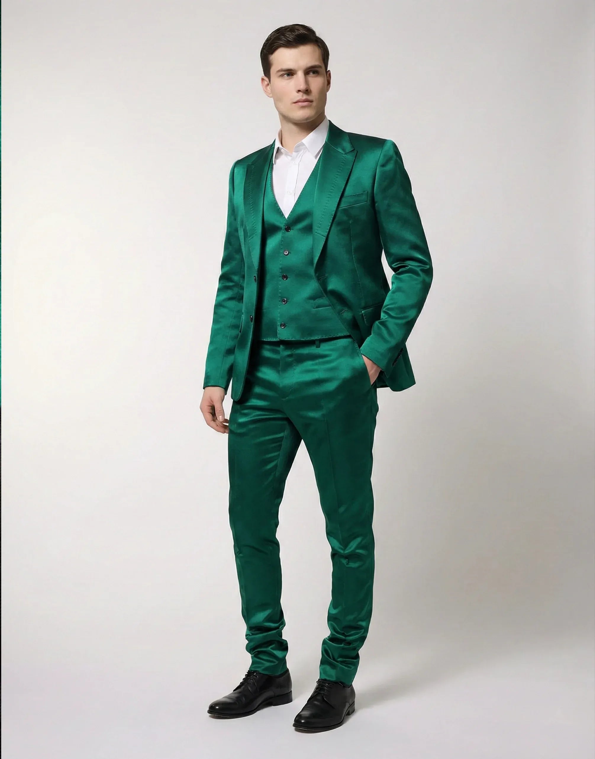 Dolce & Gabbana Green Tailored Three-Piece Silk Suit