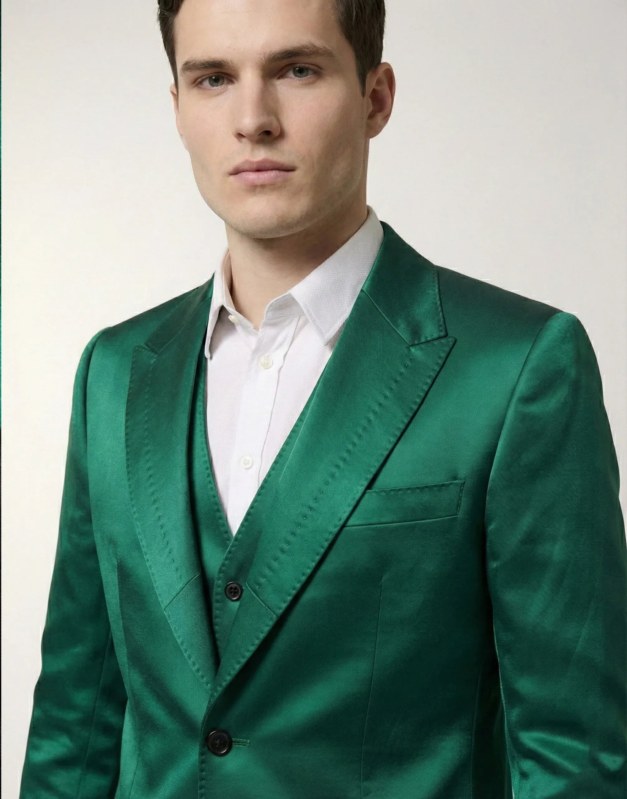 Dolce & Gabbana Green Tailored Three-Piece Silk Suit