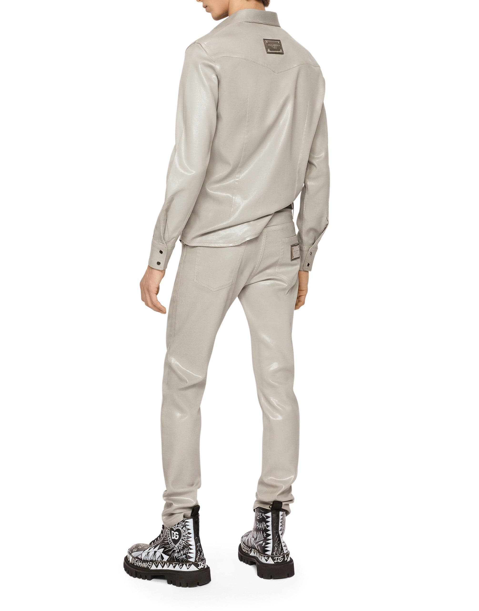 Dolce & Gabbana Grey Coated Slim-Fit Jeans