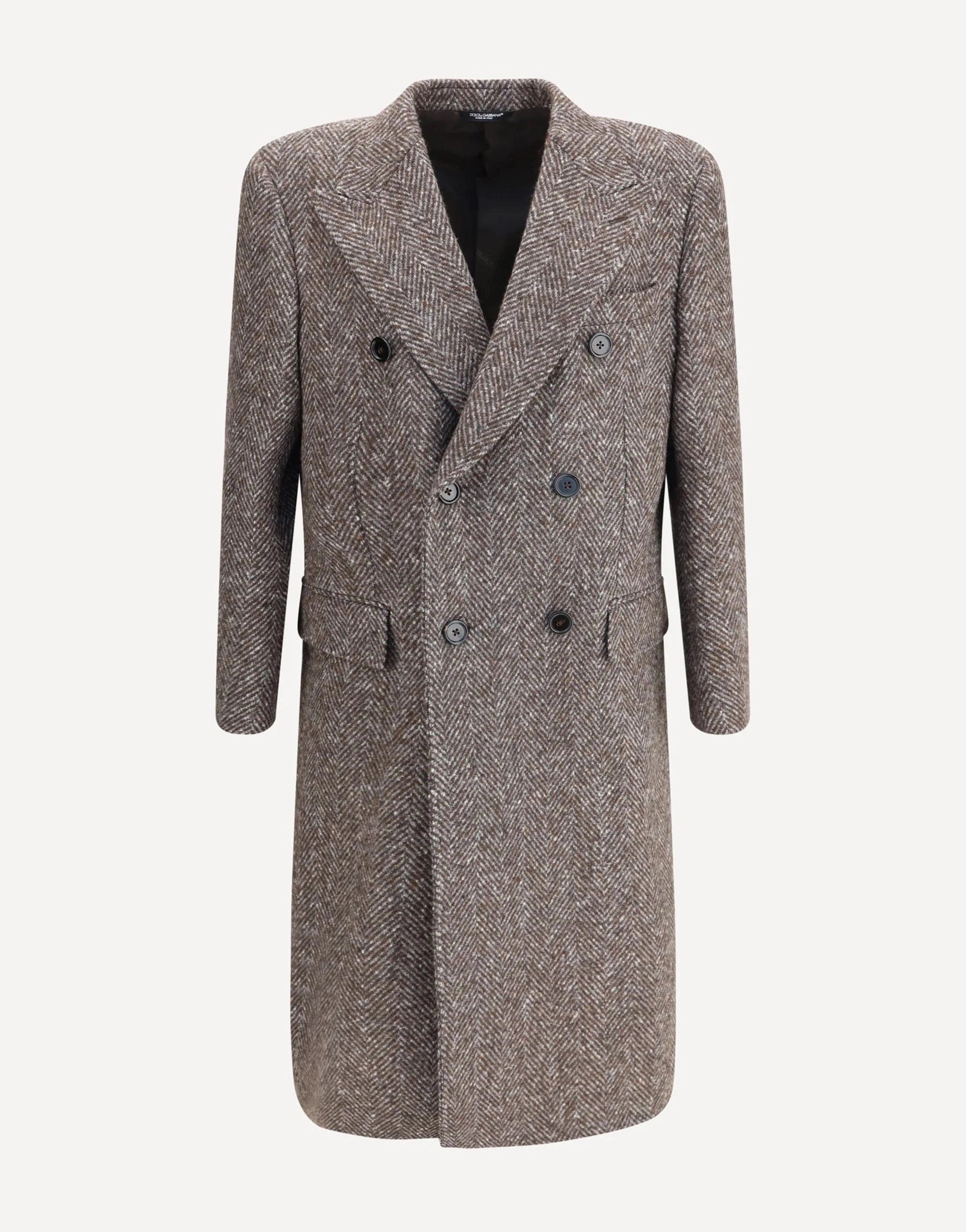 Double Breasted Wool Herringbone Trench Coat Mens Dolce Gabbana