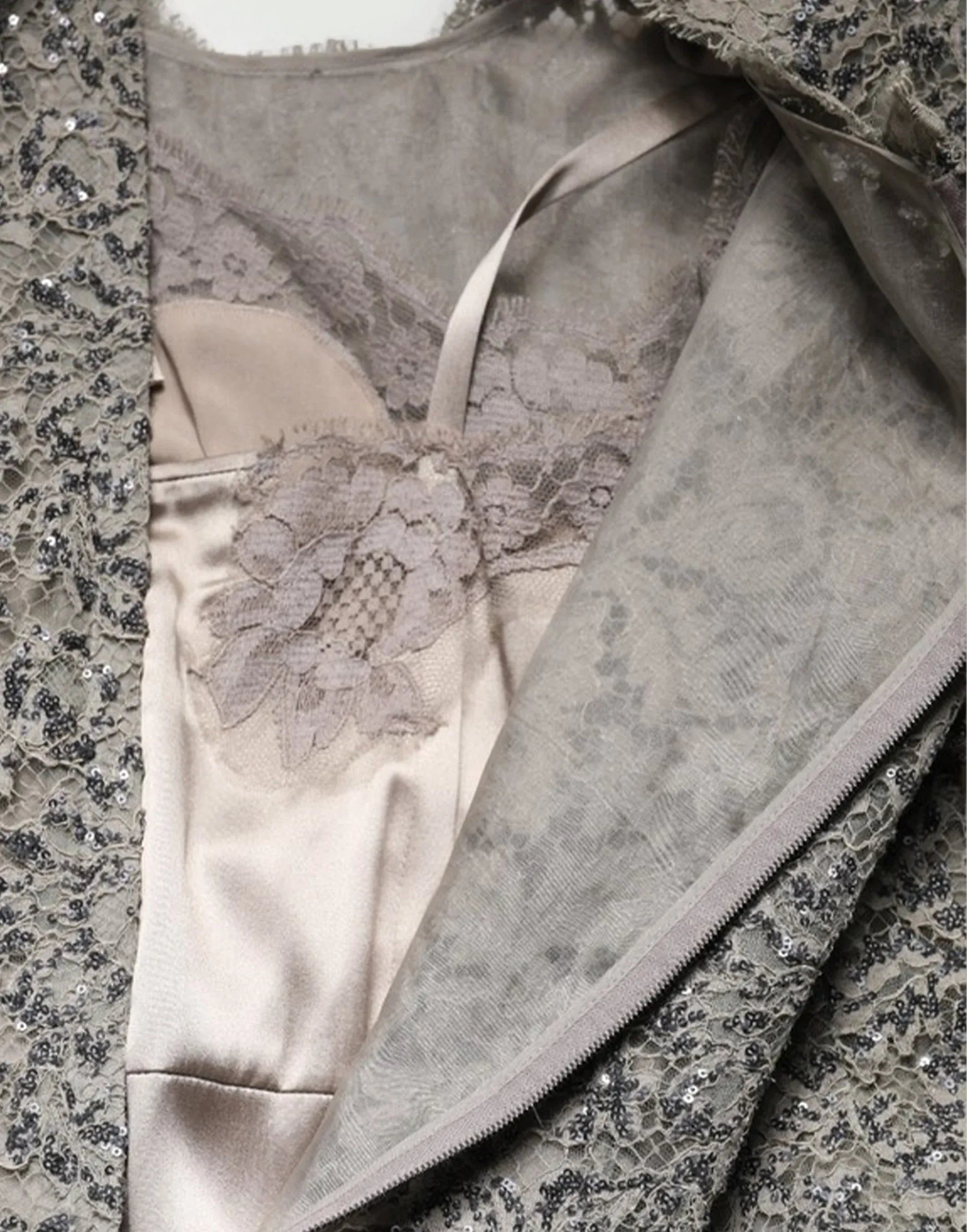 Dolce & Gabbana Grey Lace Sequin Gown
