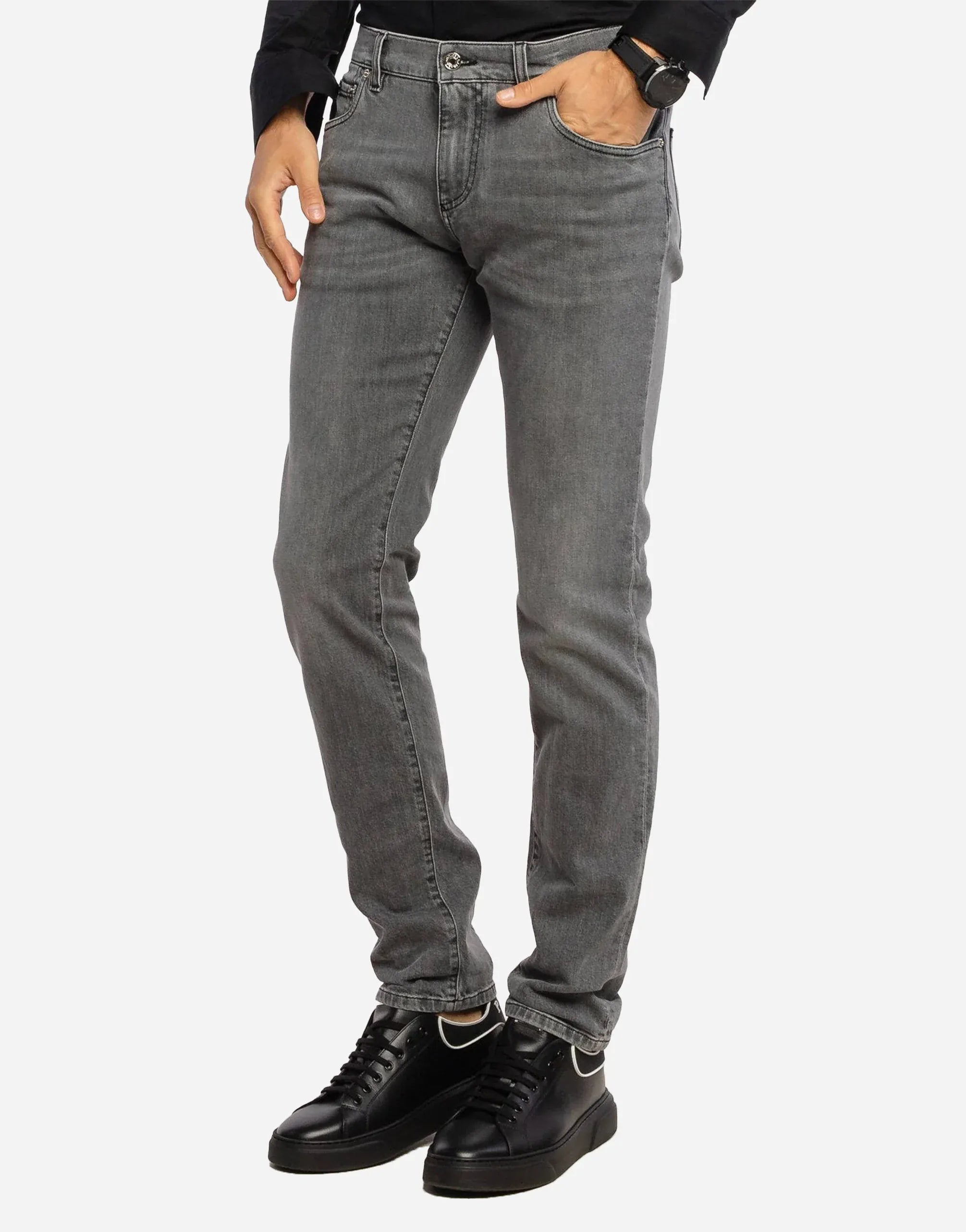 Dolce & Gabbana Grey Logo Plaque Jeans
