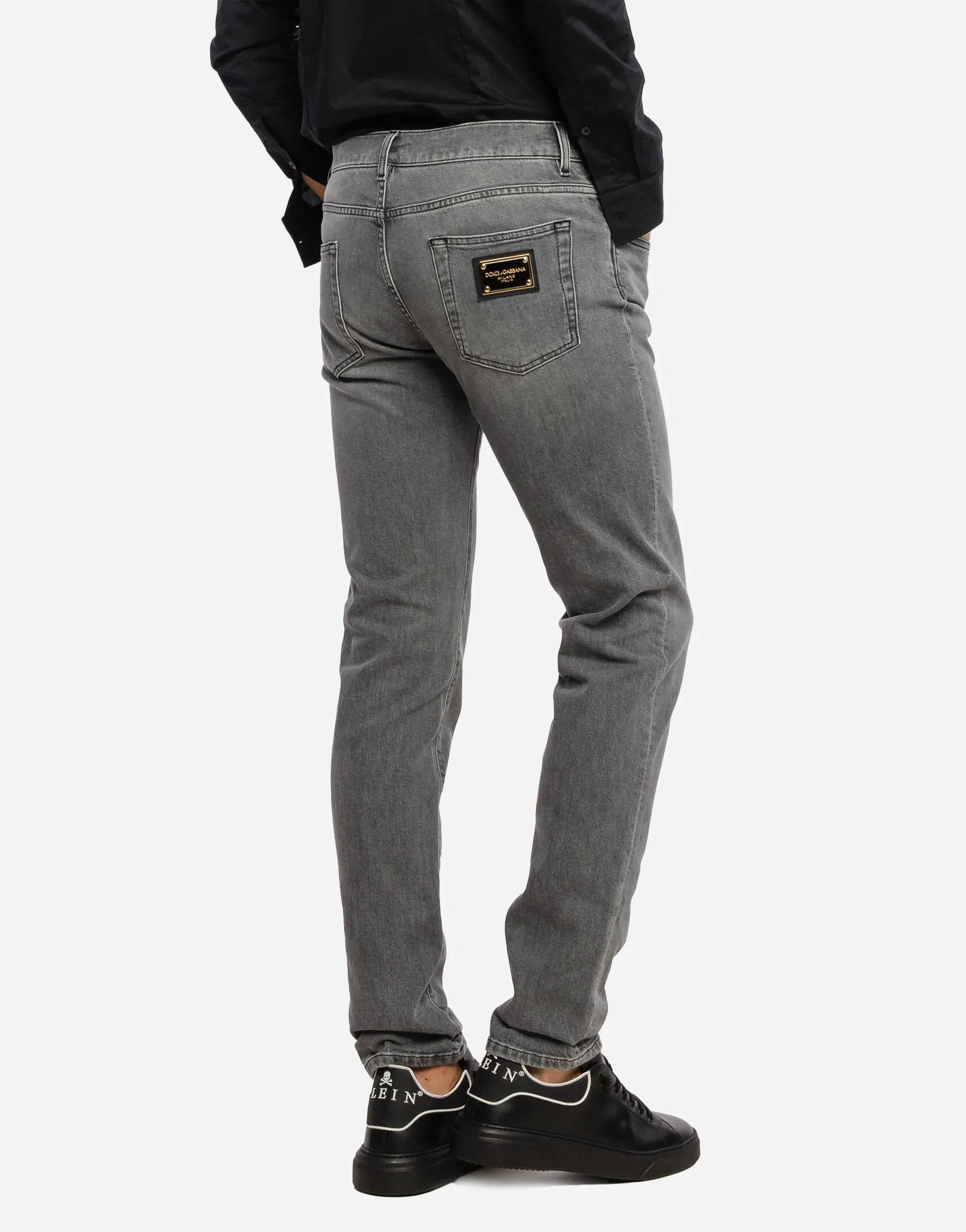 Dolce & Gabbana Grey Logo Plaque Jeans
