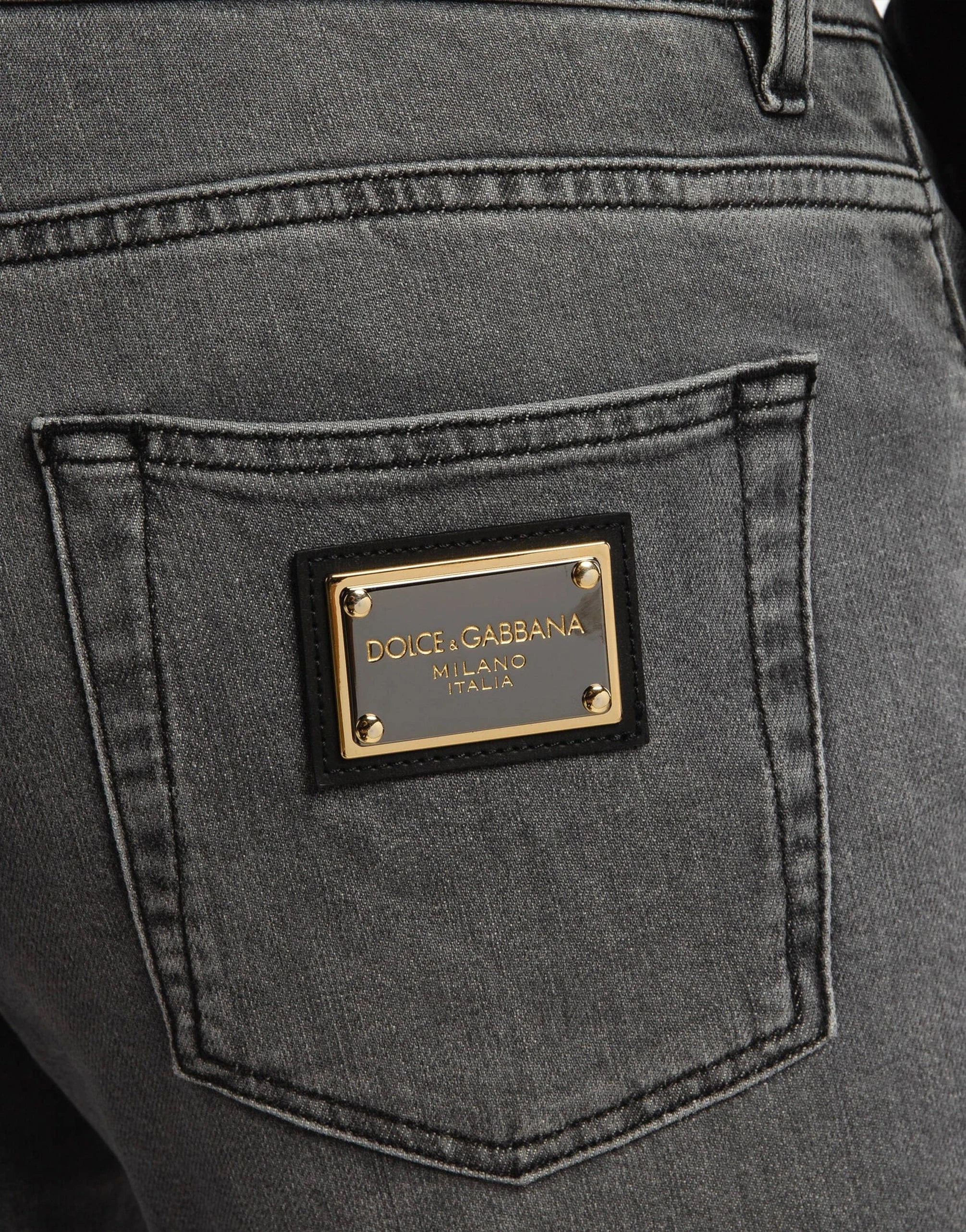 Dolce & Gabbana Grey Logo Plaque Jeans