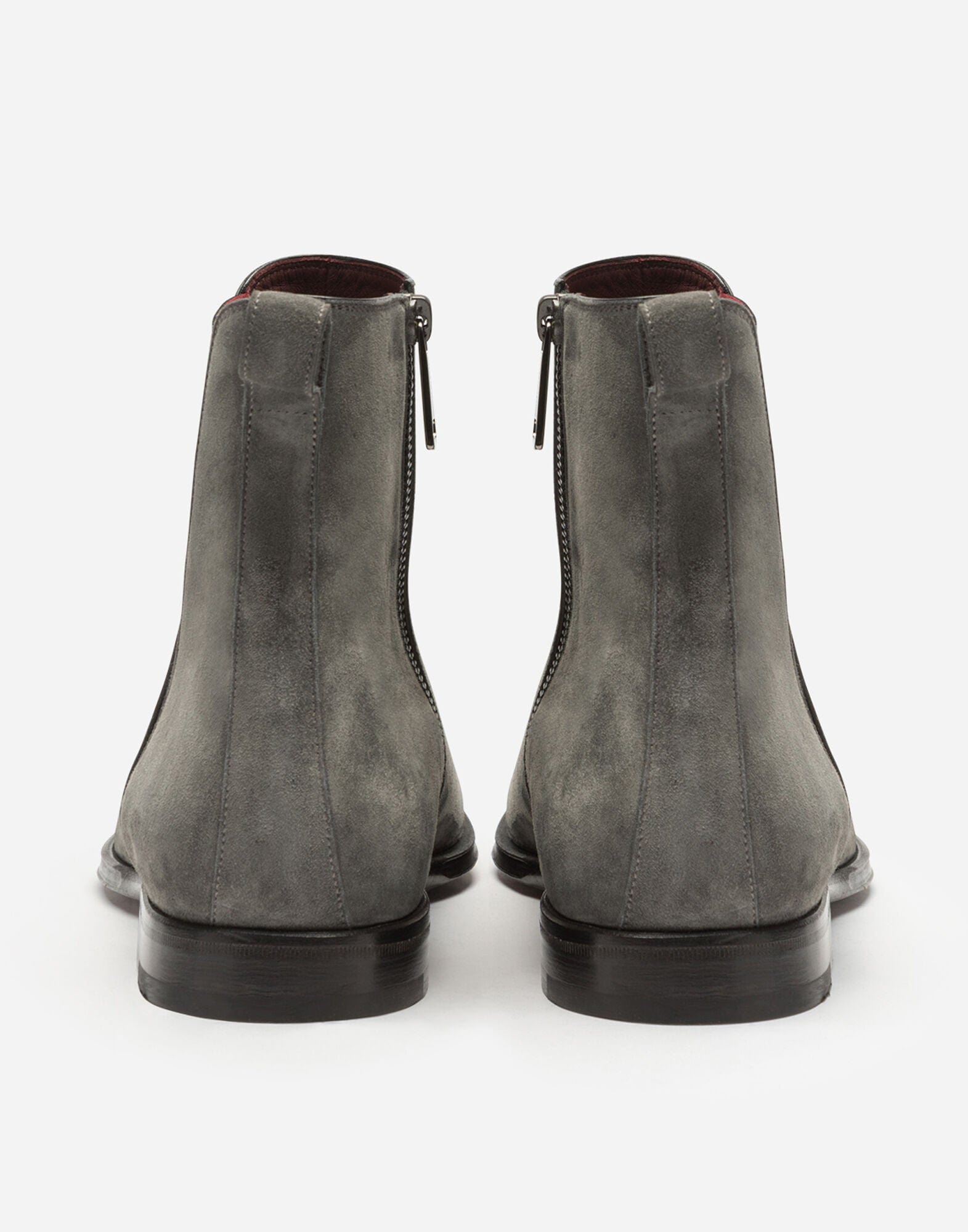 Dolce & Gabbana Grey Velvet Leather Chelsea Boots