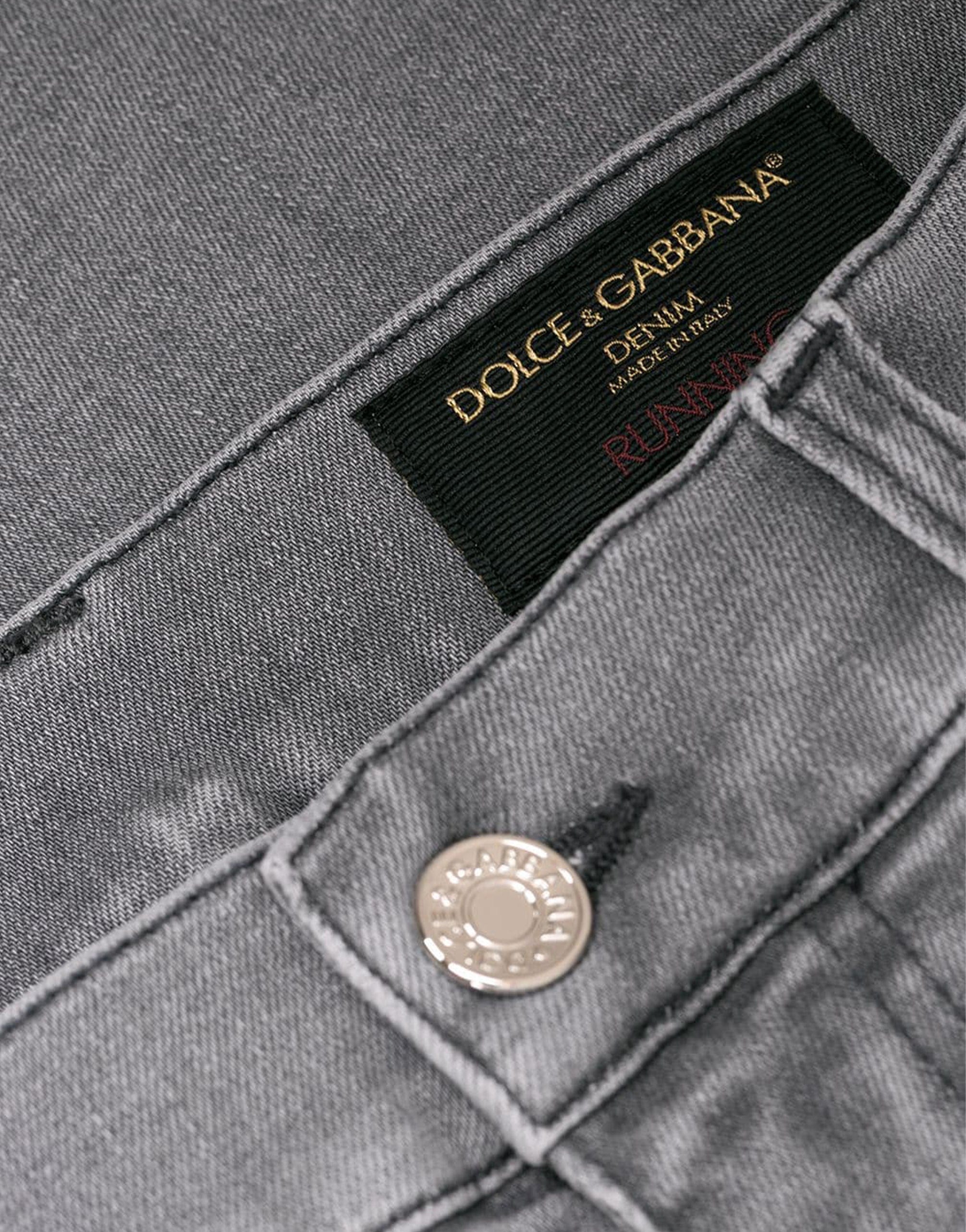 Dolce & Gabbana Grey Washed Cotton Men Skinny Denim Jeans
