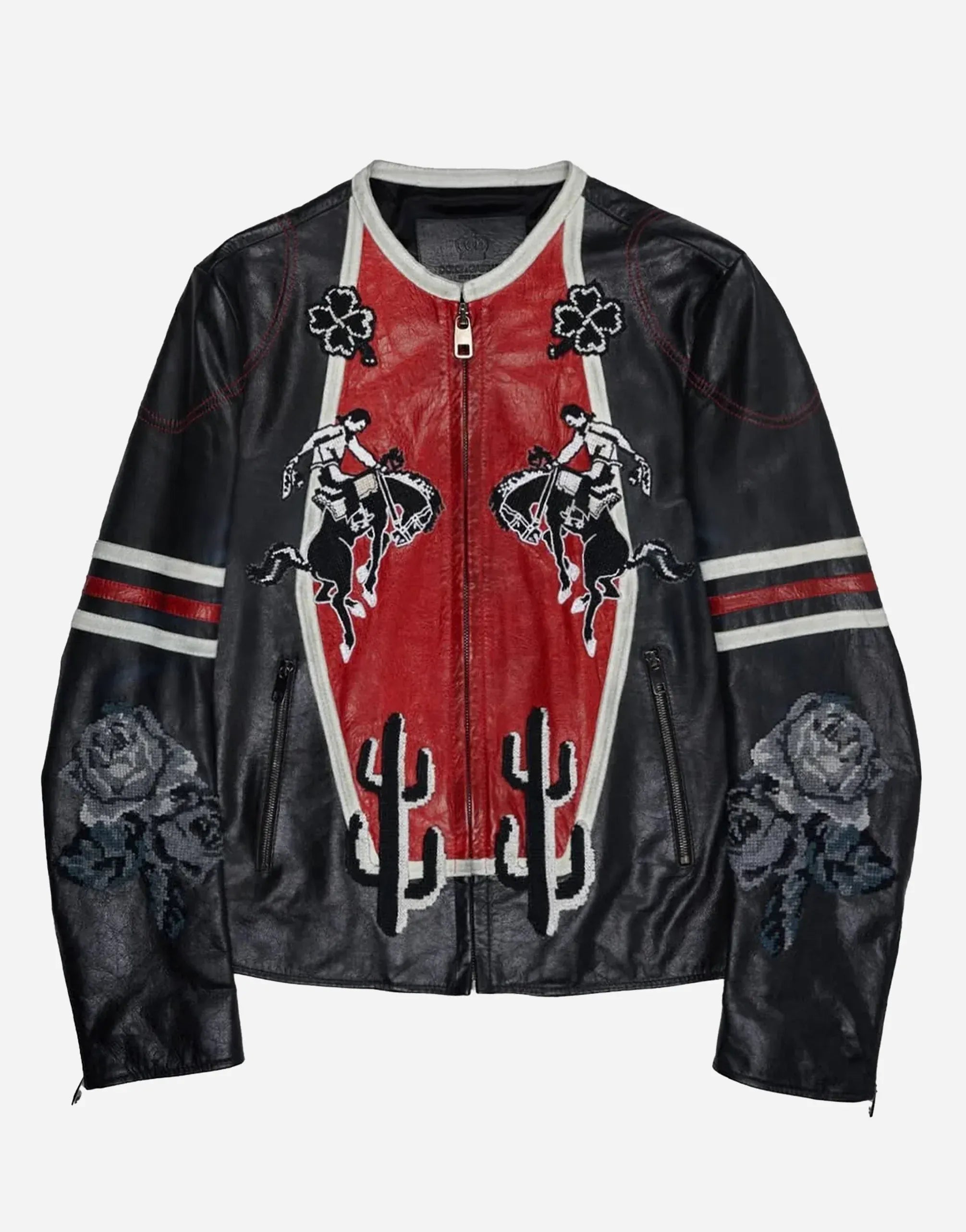 Dolce & Gabbana Jaqueta de Motoqueiro Bordada Guns & Roses Dolce & Gabbana Jaqueta de Motoqueiro Bordada Guns & Roses