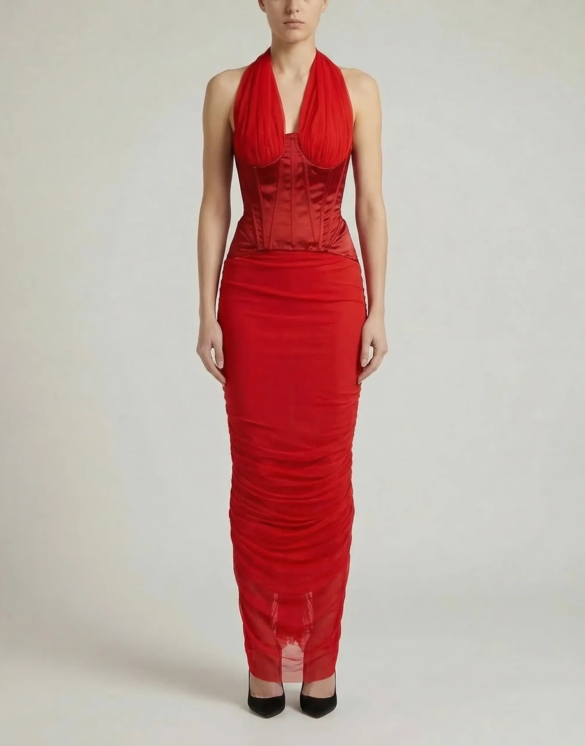 open lace back dress Red Bustier Corset Lace Bodycon Midi Dress