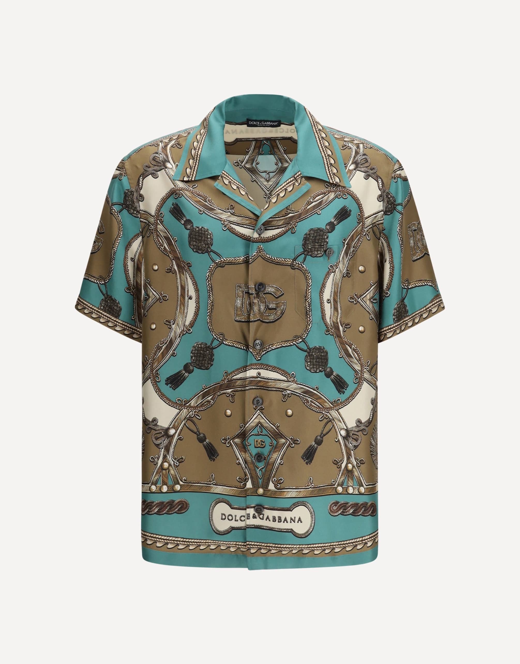 Dolce & Gabbana Hawaii Shirt In Washed Silk Twill With Cargo Print