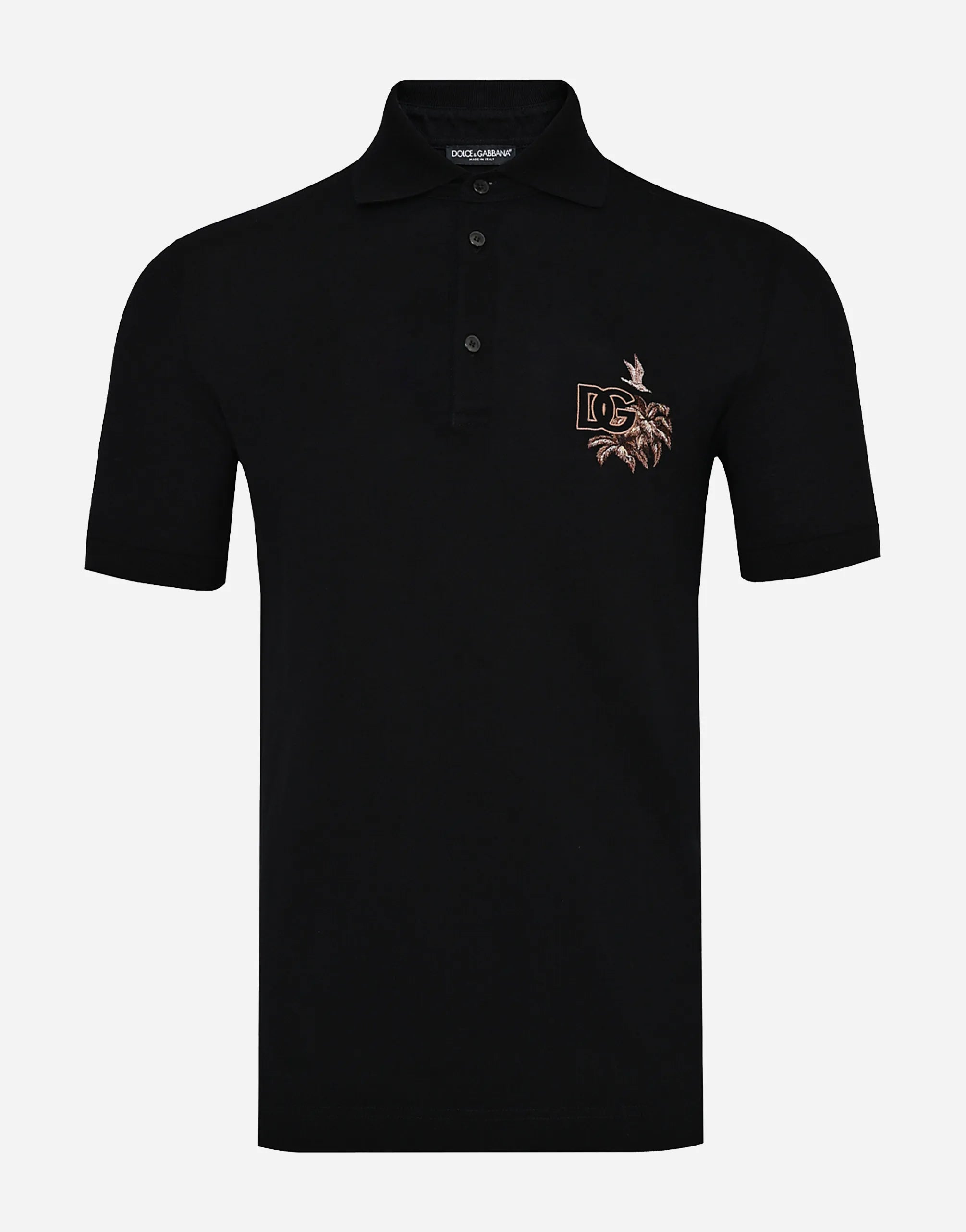 Dolce & Gabbana Hawaiian DG Embroidered Cotton Pique Polo Shirt