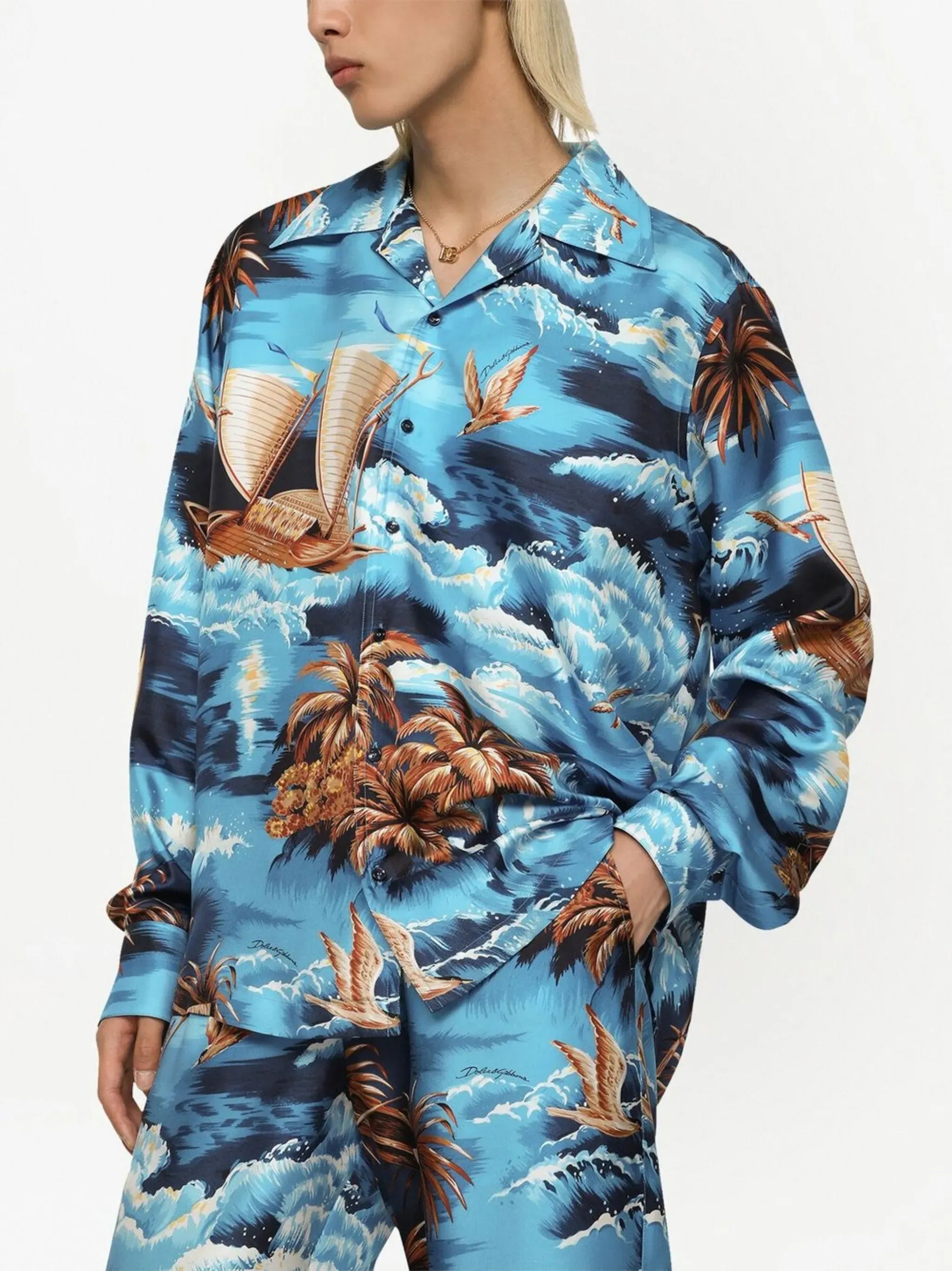 Dolce & Gabbana Dolce & Gabbana Hawaiian Print Silk Twill Shirt