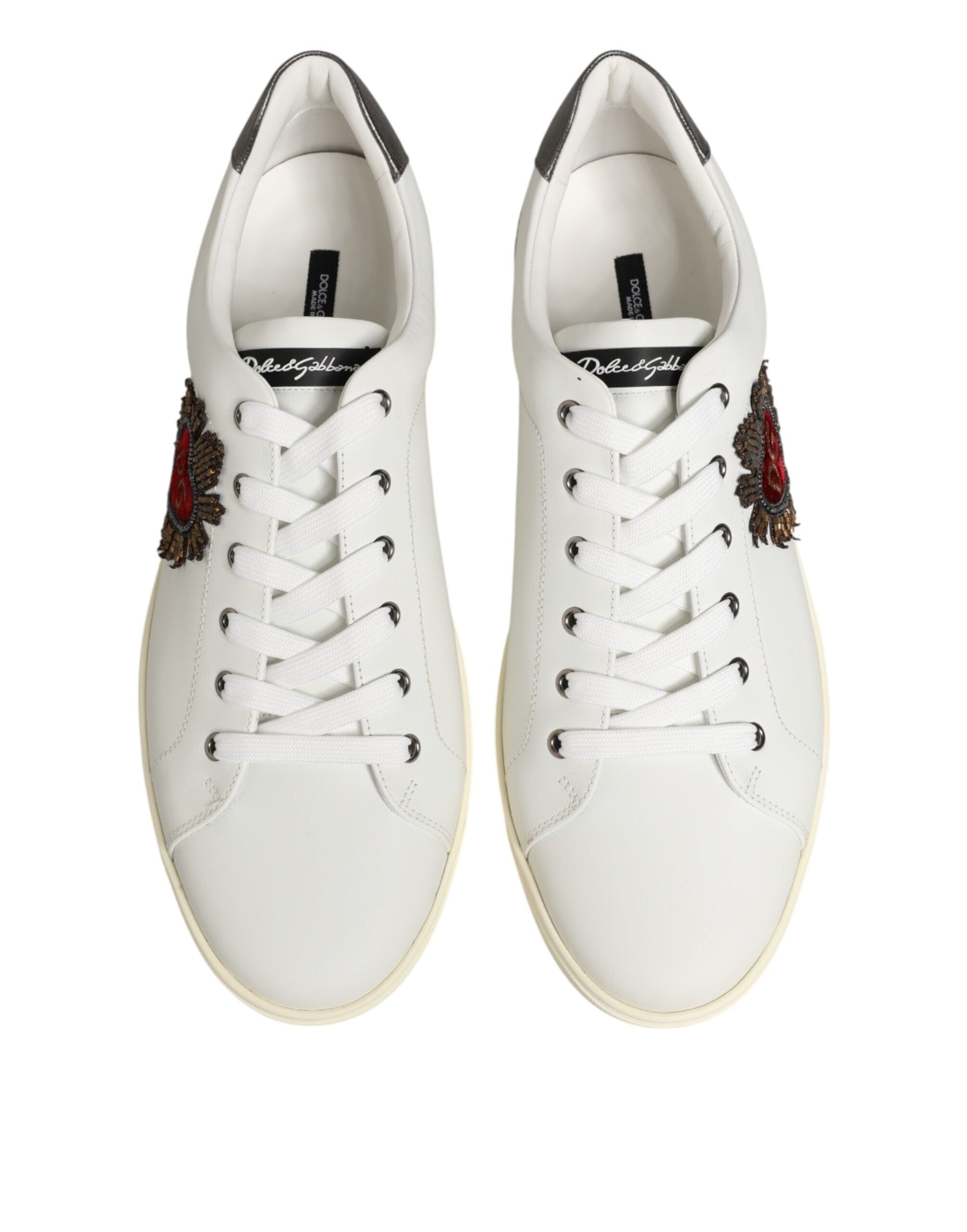 Dolce & Gabbana ハート装飾付きレザースニーカー | Sendegaro JP