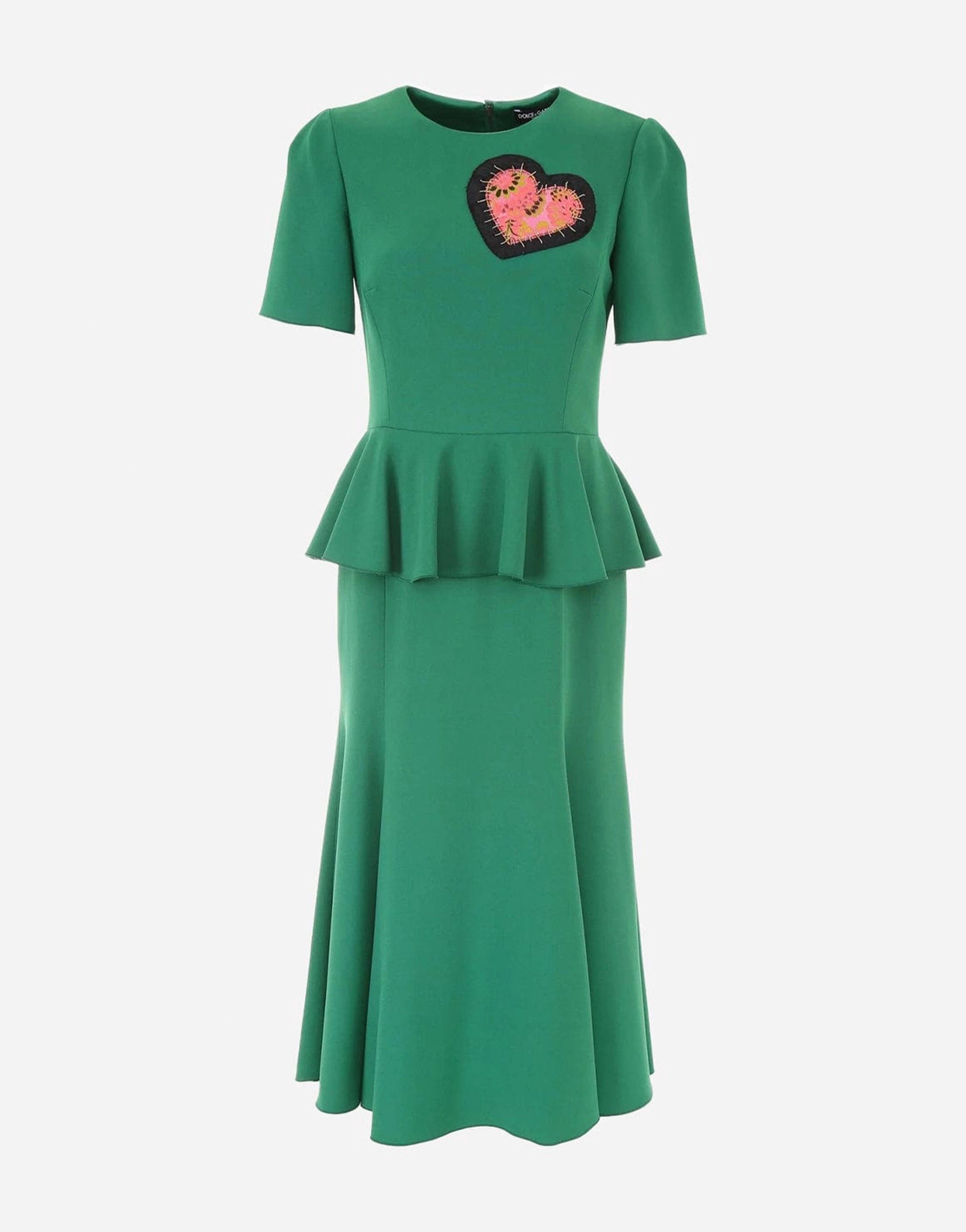 Dolce & Gabbana Heart-Embellished Round-Neck Peplum Dress