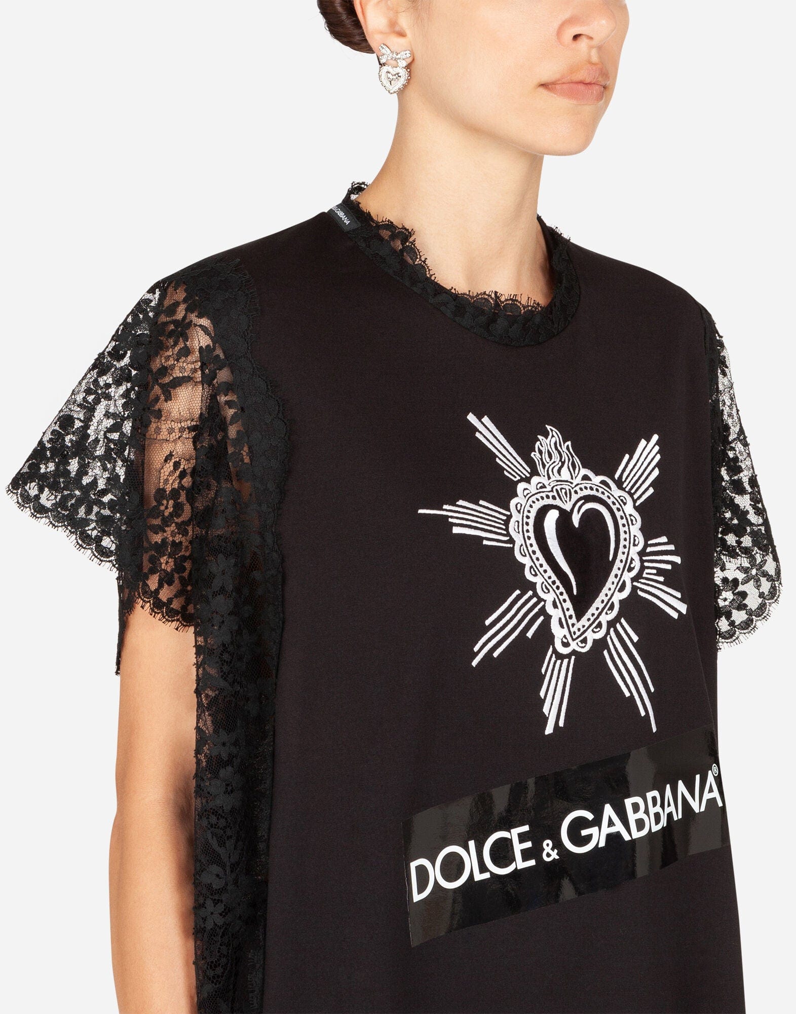 Dolce & Gabbana Heart Embroidery Jersey T-Shirt