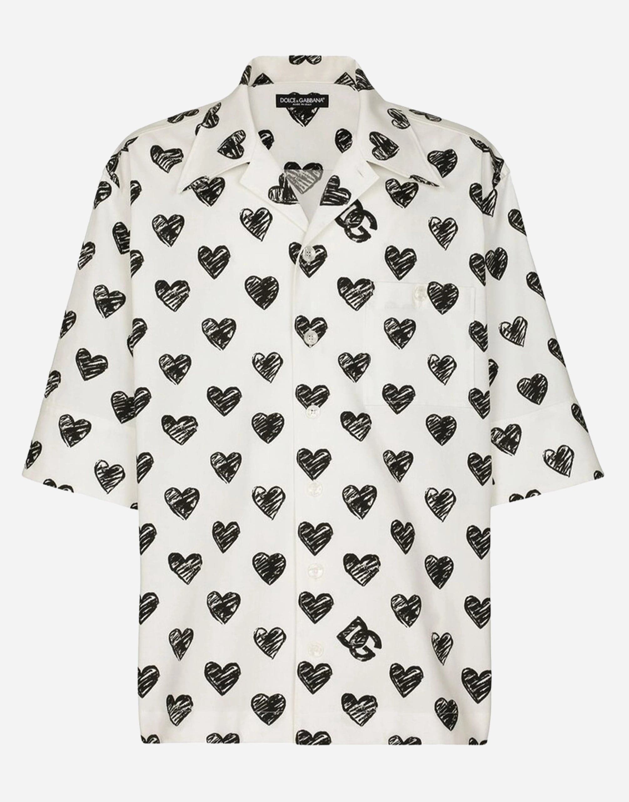 Dolce & Gabbana Heart-Print Short-Sleeve Shirt