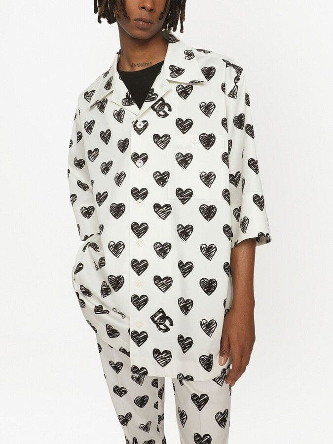 Dolce Gabbana Camisa de manga curta com estampa de coração