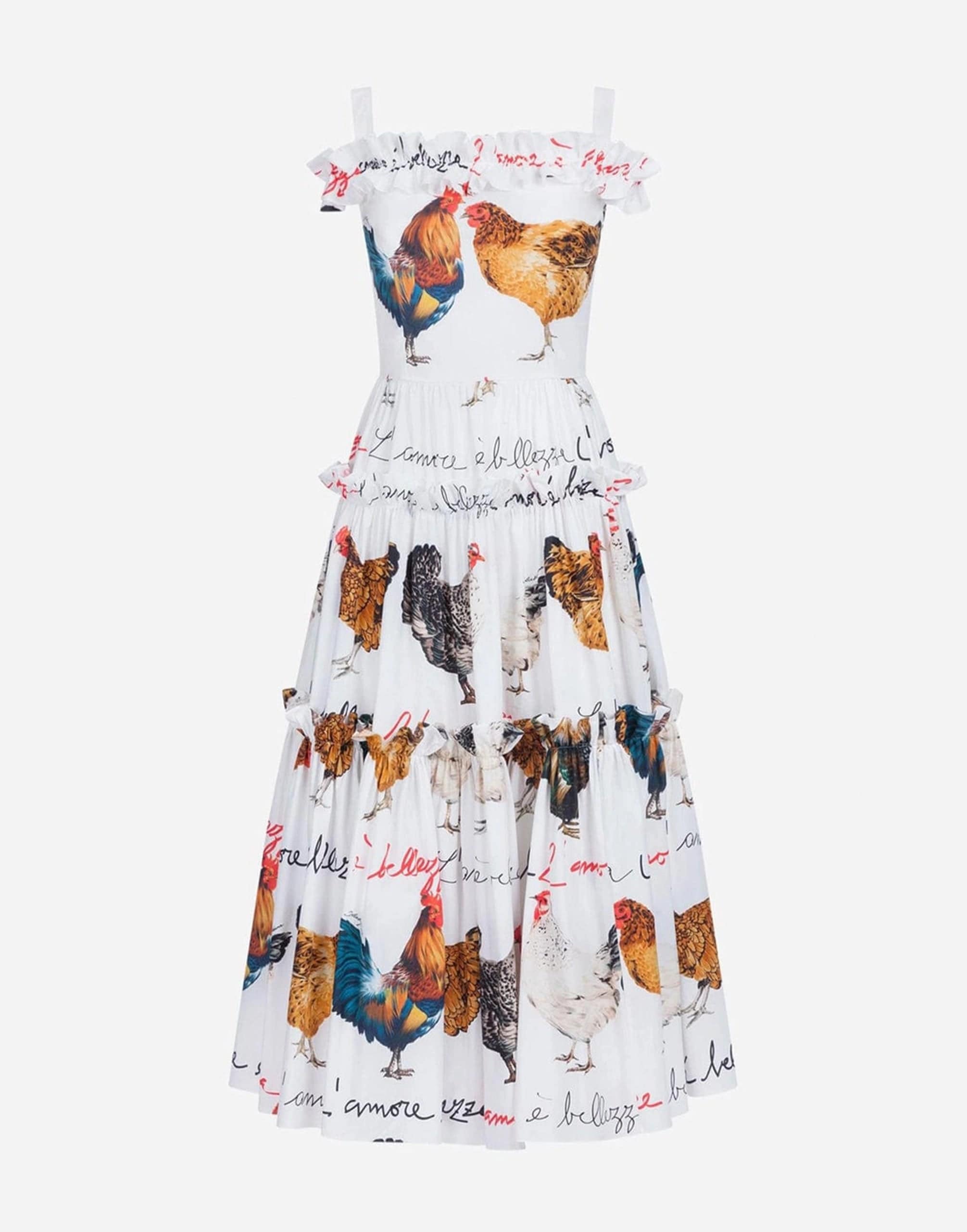 Dolce & Gabbana Hen-Printed Poplin Dress