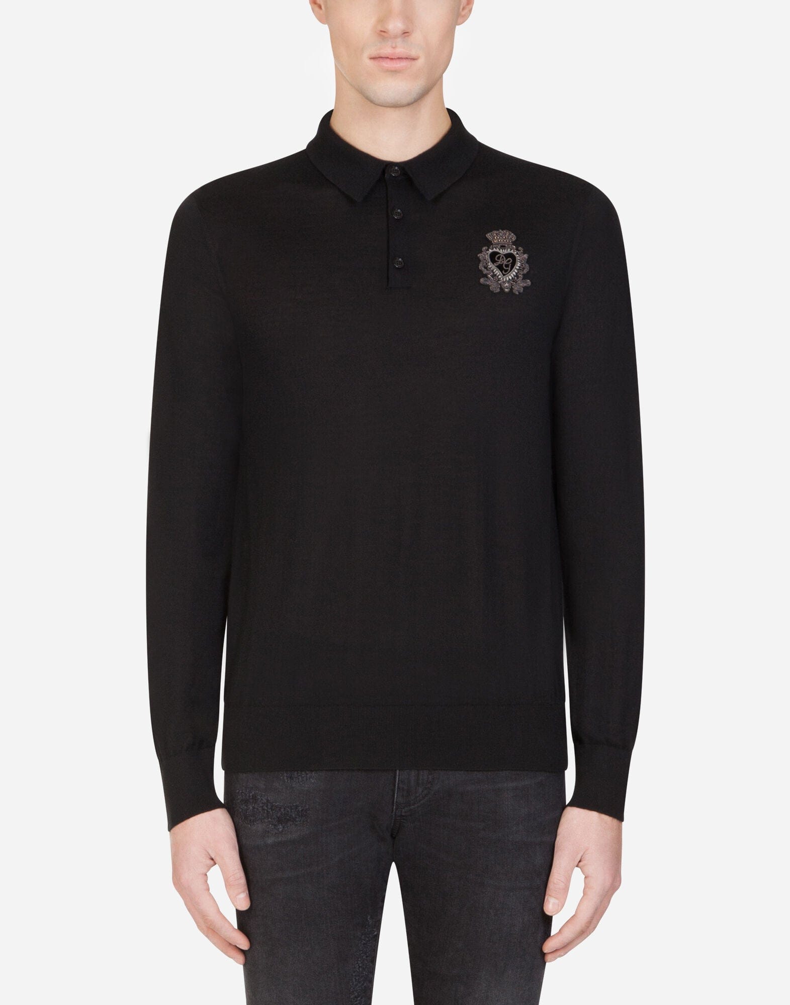 Dolce & Gabbana Heraldic Patch Cashmere Polo