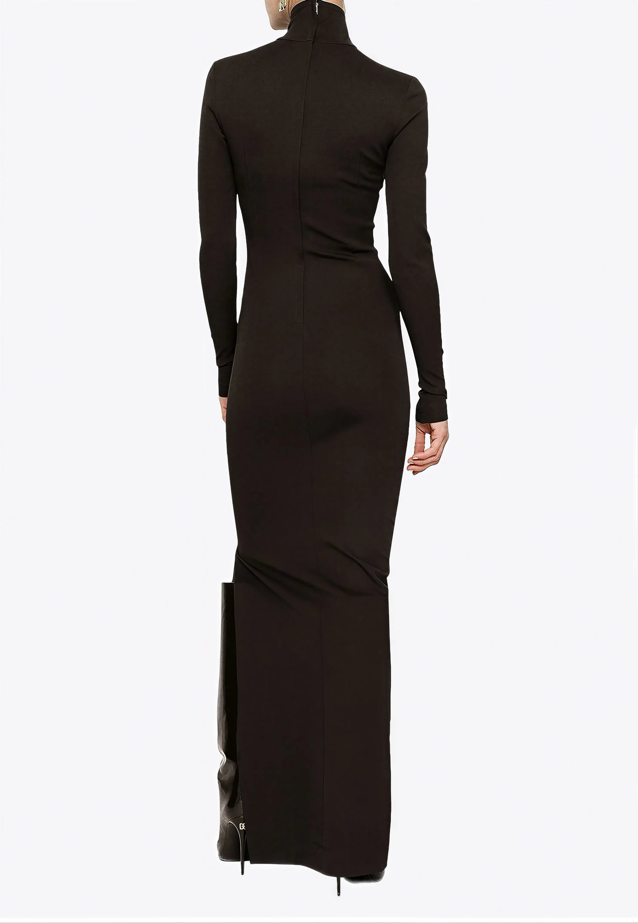 high neck long sleeve maxi dress Dolce & Gabbana High Neck Long Sleeve Slim Maxi Dress