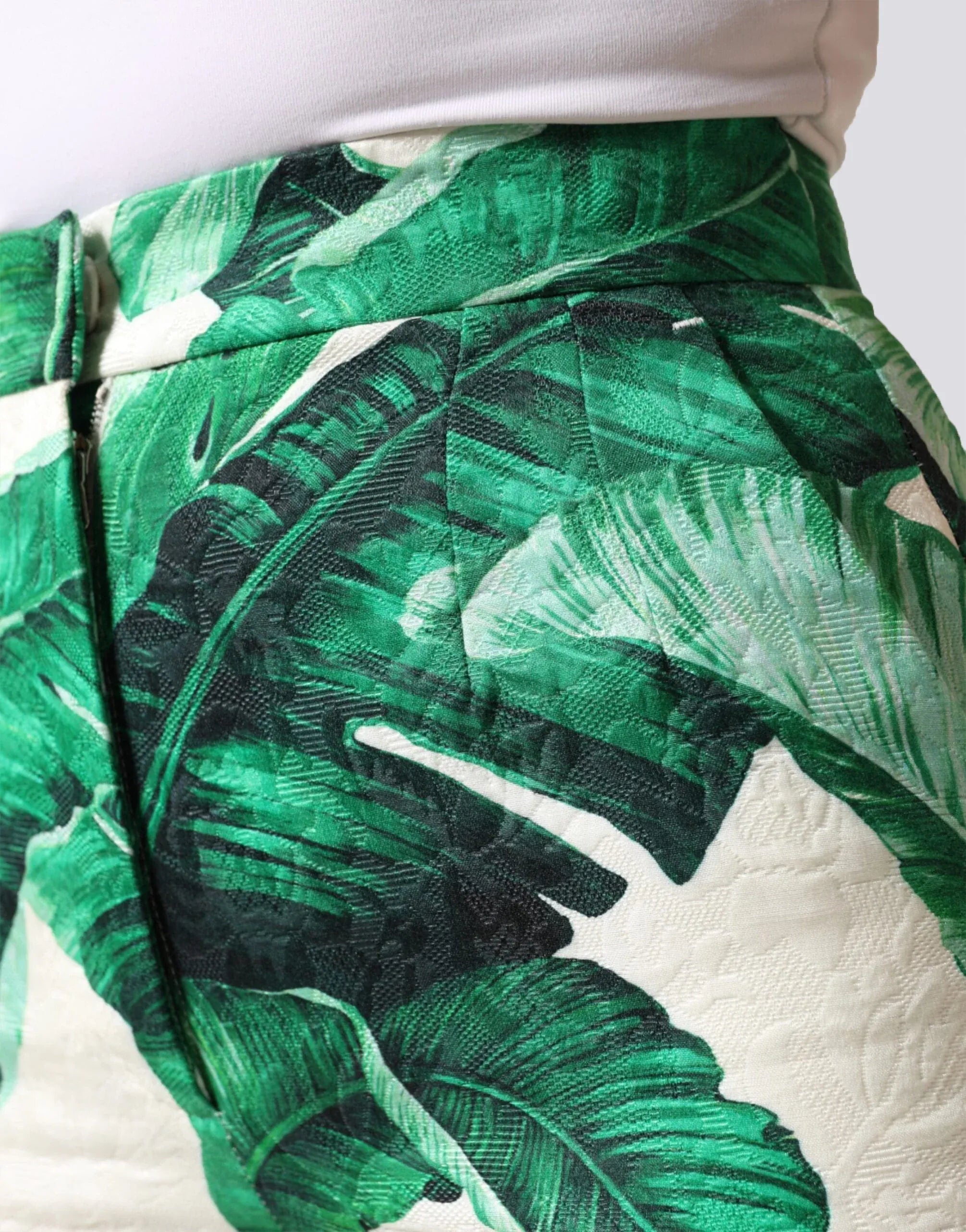 Dolce & Gabbana High-Waisted Banana Leaf Print Trousers