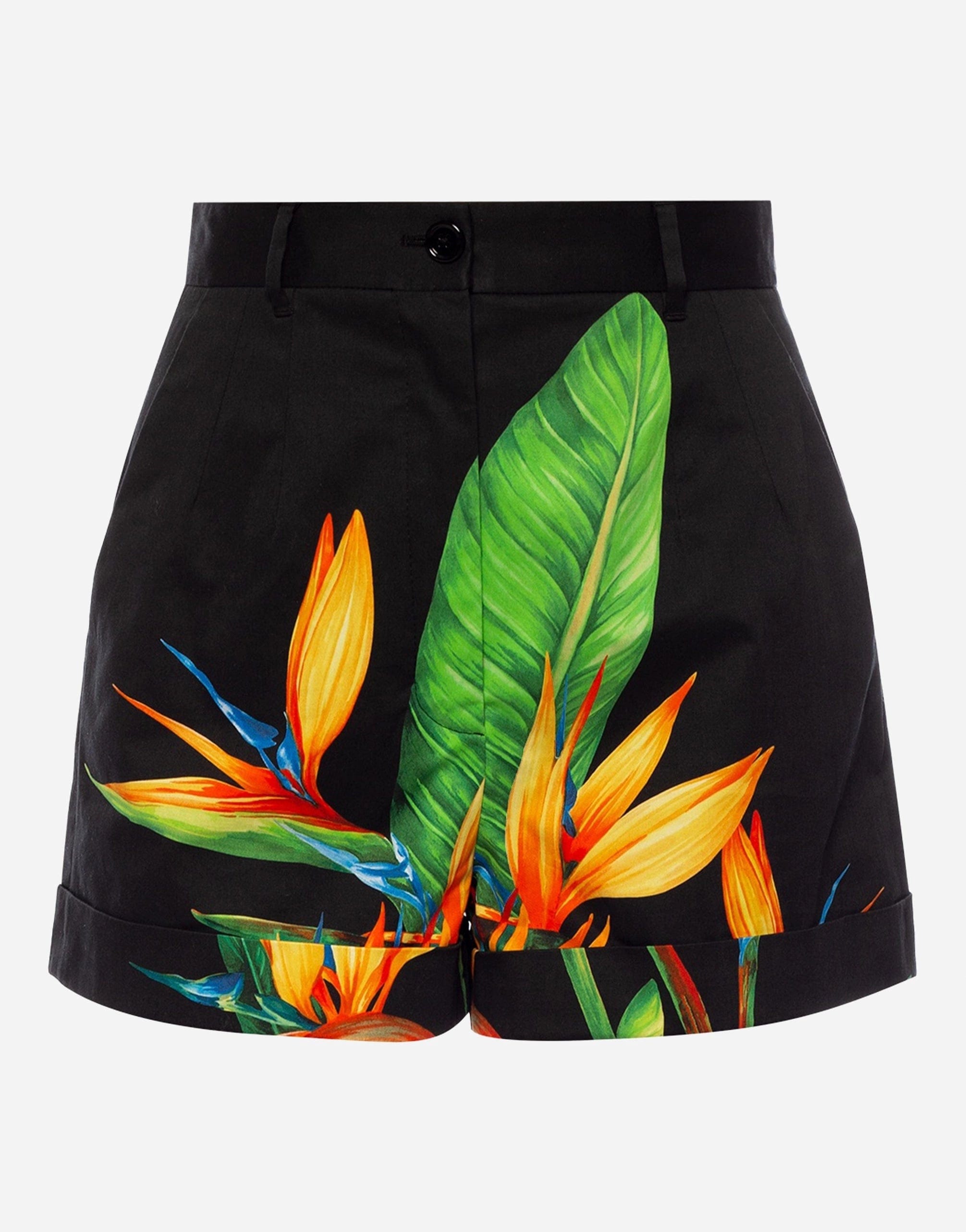 Dolce & Gabbana High-Waisted Leaf-Print Shorts