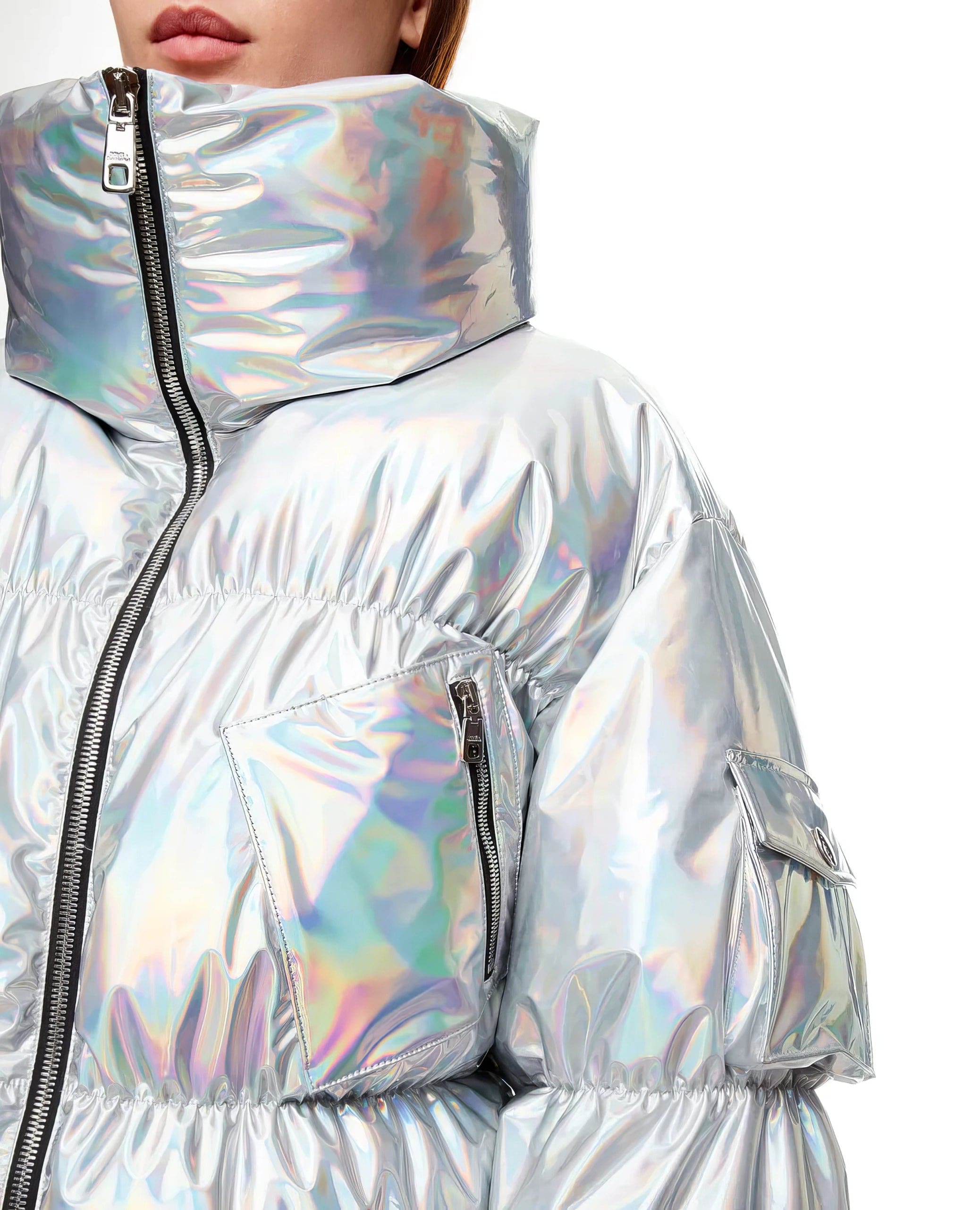 Dolce & Gabbana Holographic-Effect Technical Down Jacket