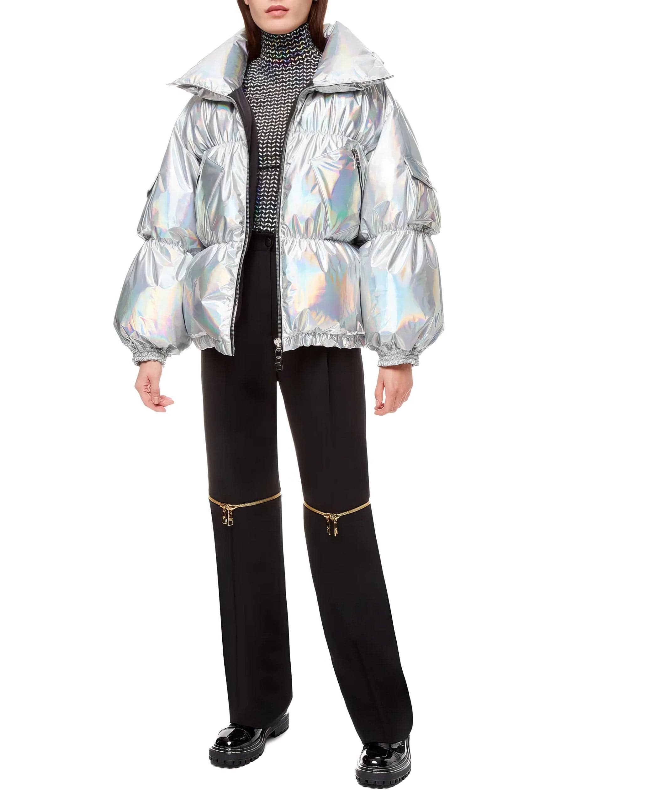 Dolce & Gabbana Holographic-Effect Technical Down Jacket