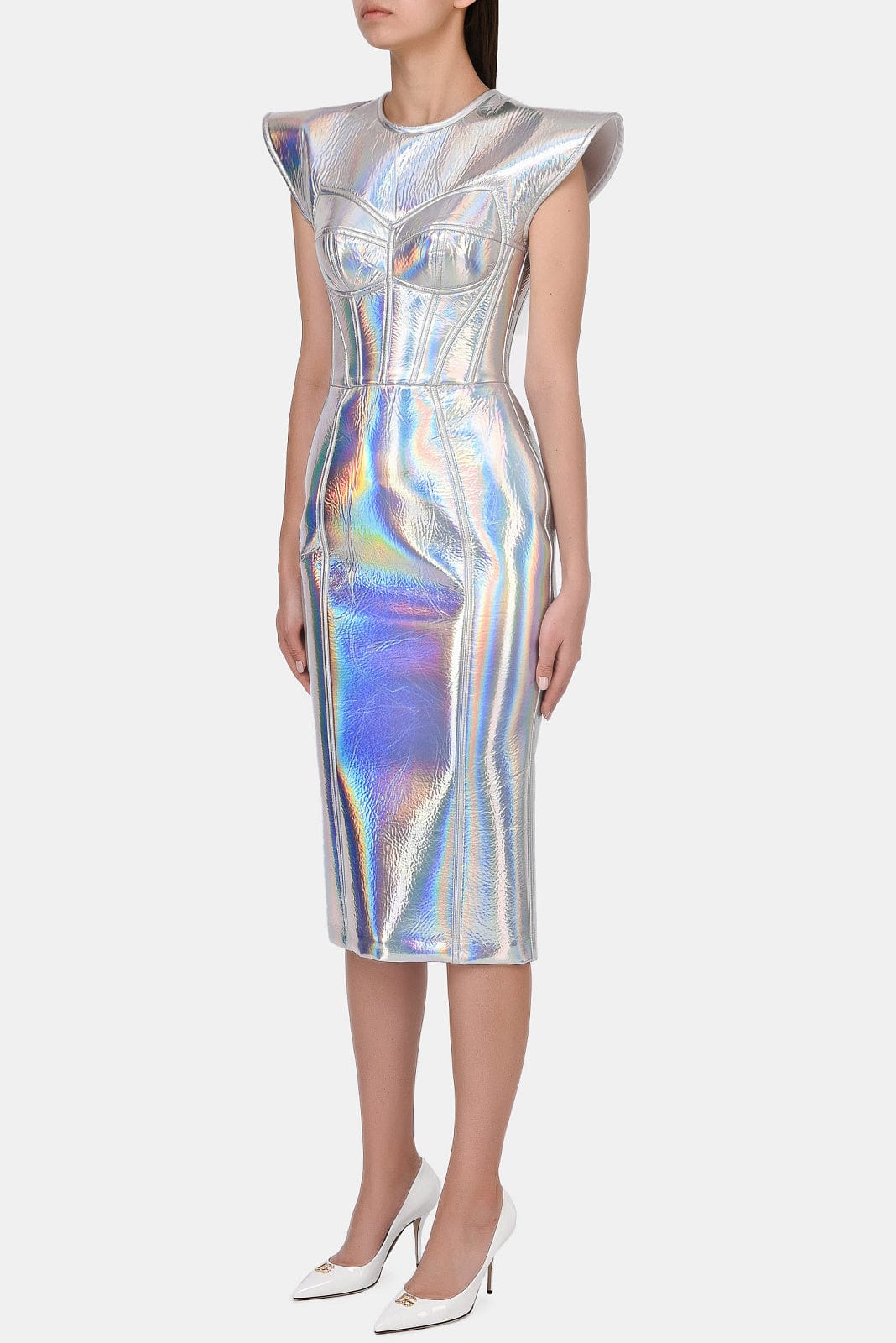Dolce & Gabbana Holographic Jersey Bustier Dress
