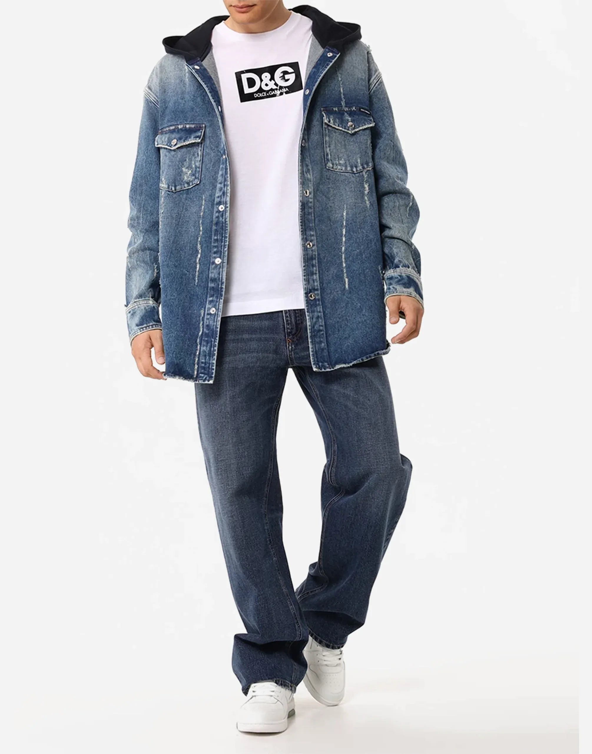 Dolce & Gabbana Hooded Denim Coat