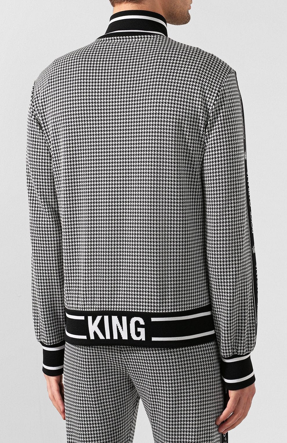 Dolce & Gabbana Houndstooth DG Patch Zip-Up Sweatshirt
