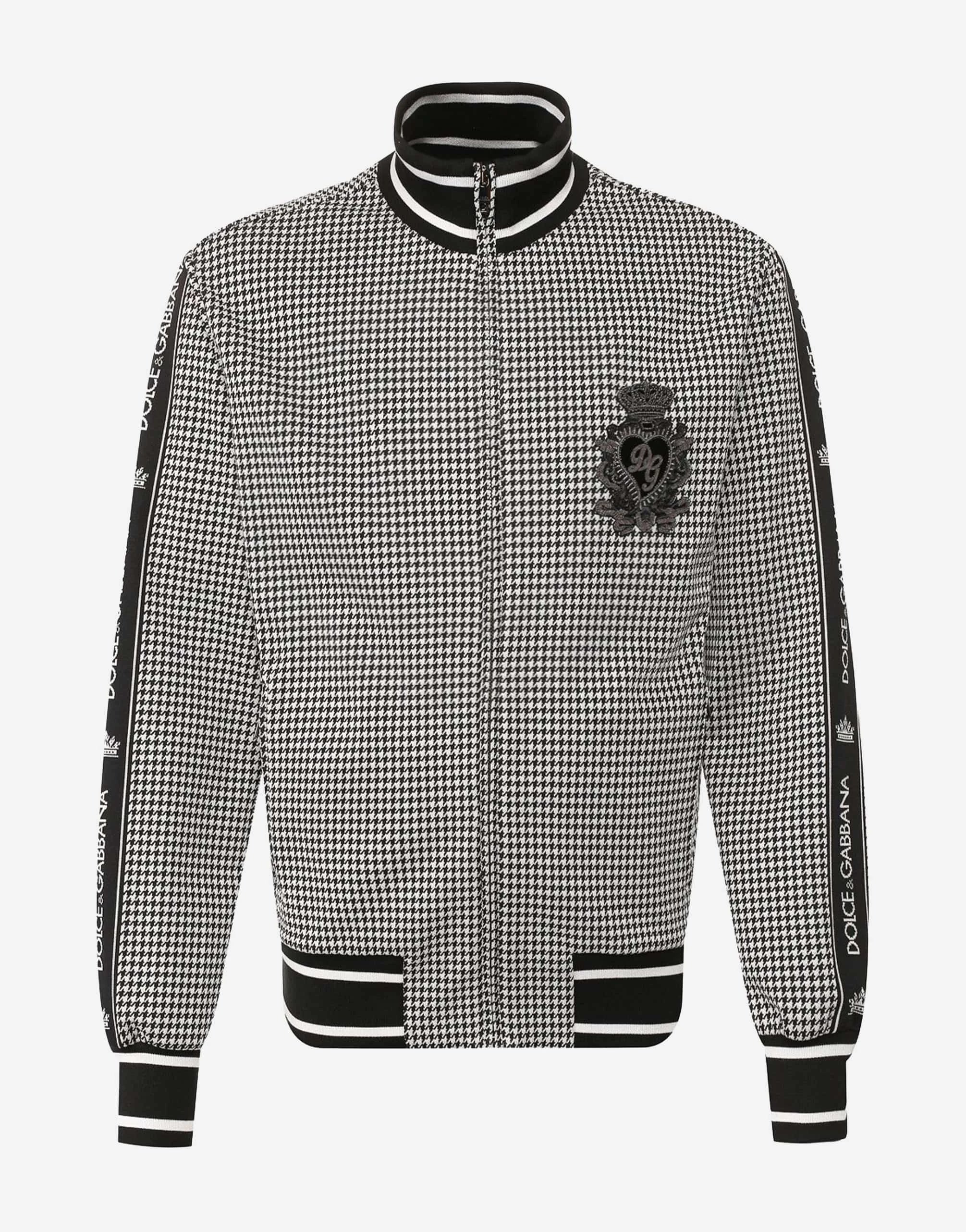 Dolce & Gabbana Houndstooth DG Patch Zip-Up Sweatshirt