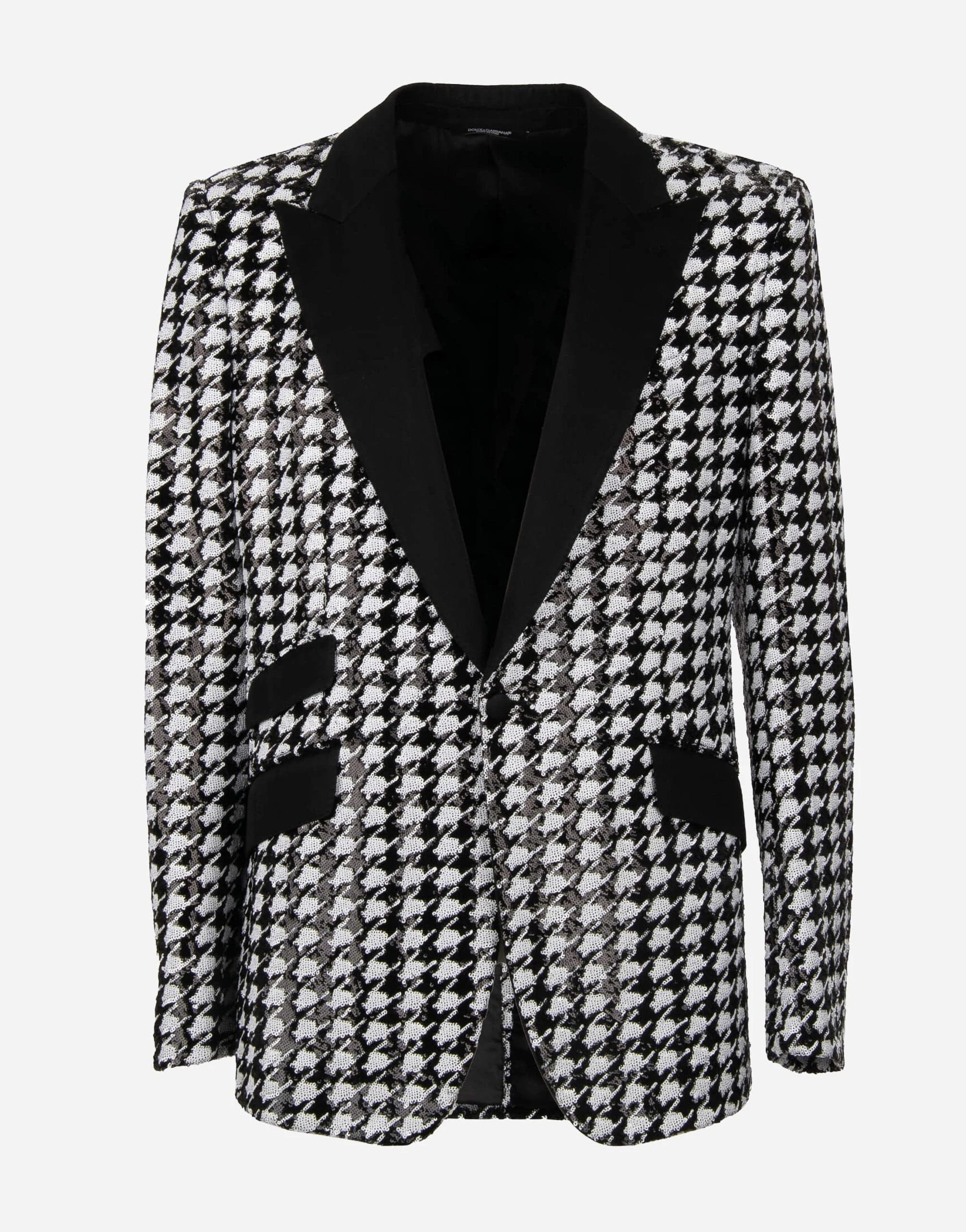 Dolce & Gabbana Houndstooth Sequined Tuxedo Jacket