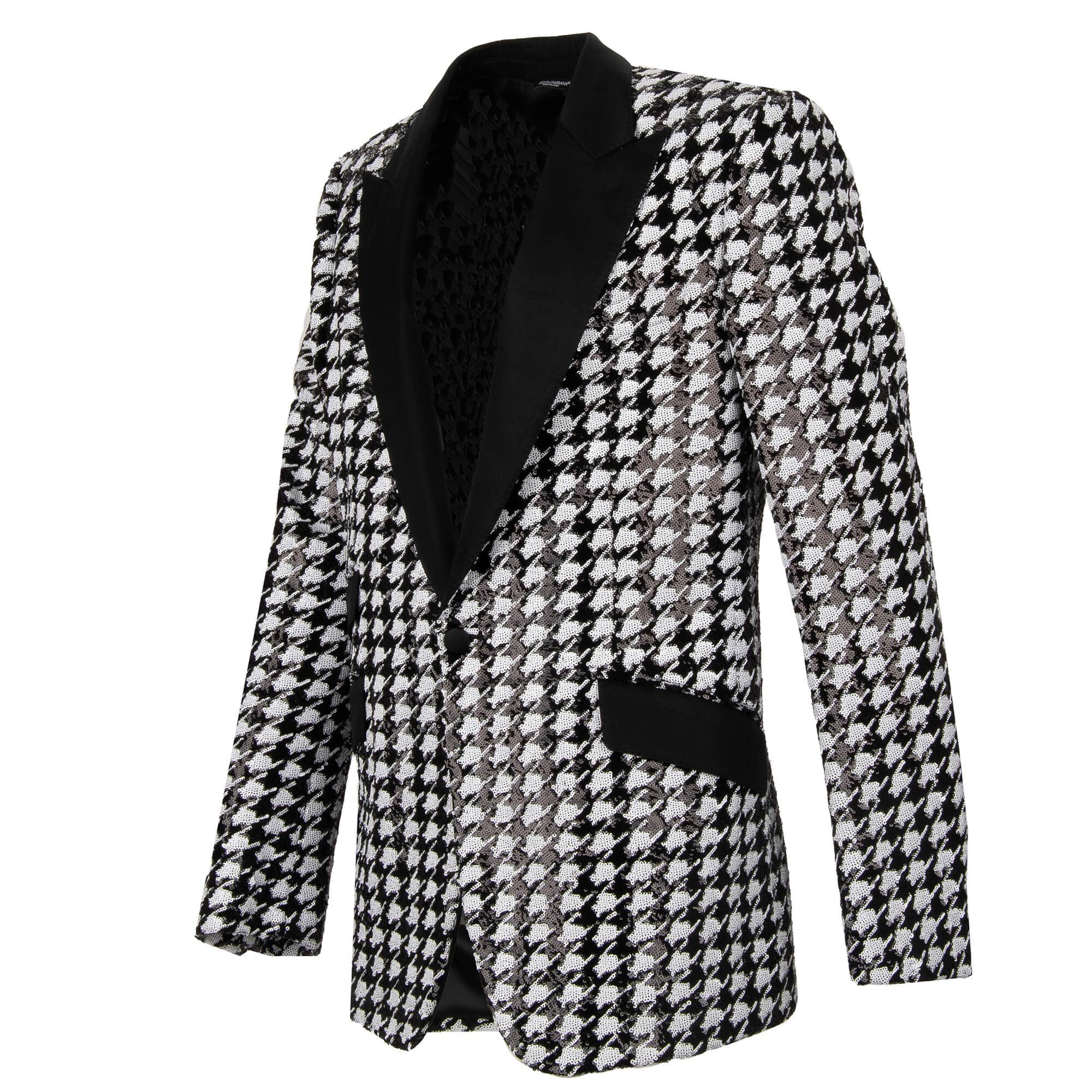 Dolce & Gabbana Houndstooth Sequined Tuxedo Jacket