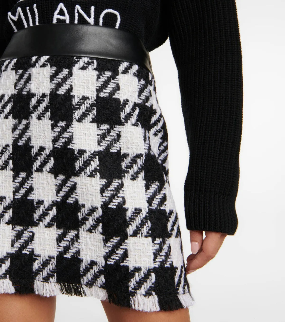 Dolce & Gabbana Houndstooth Wool Blend Mini Skirt