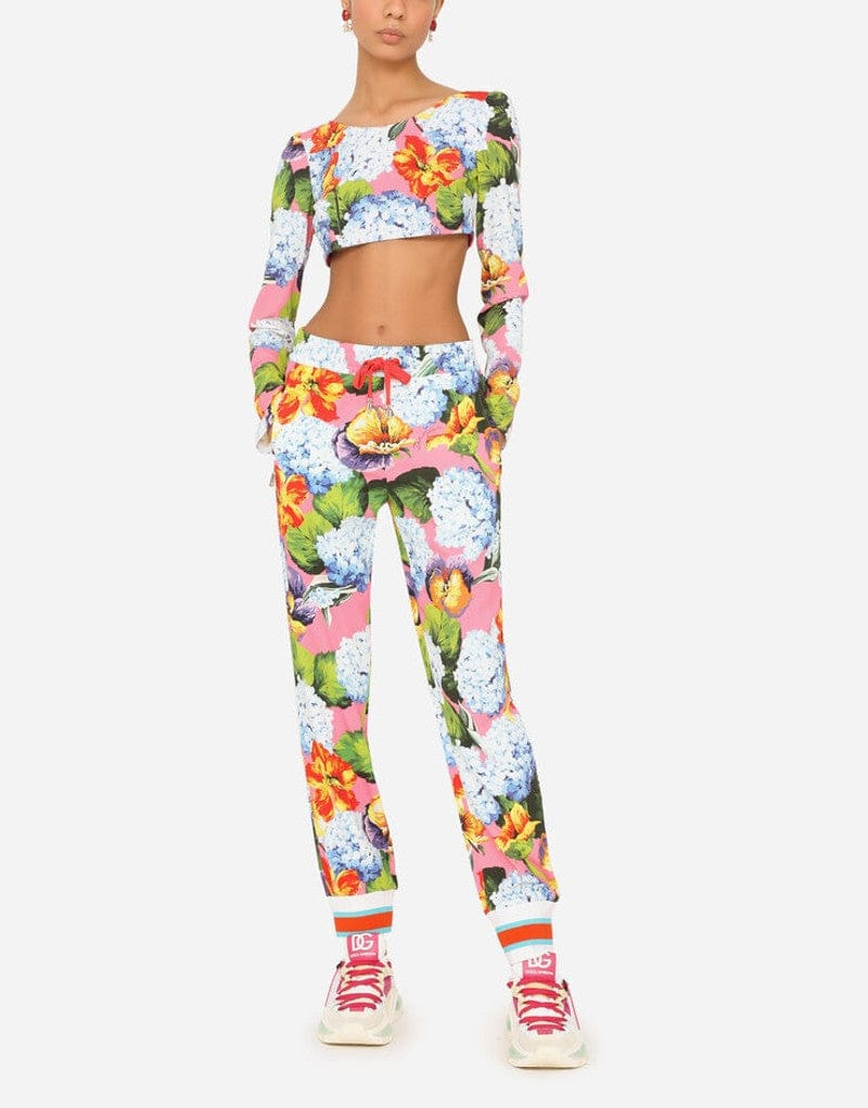 Dolce & Gabbana Hydrangea-Print Cady Sweatpants
