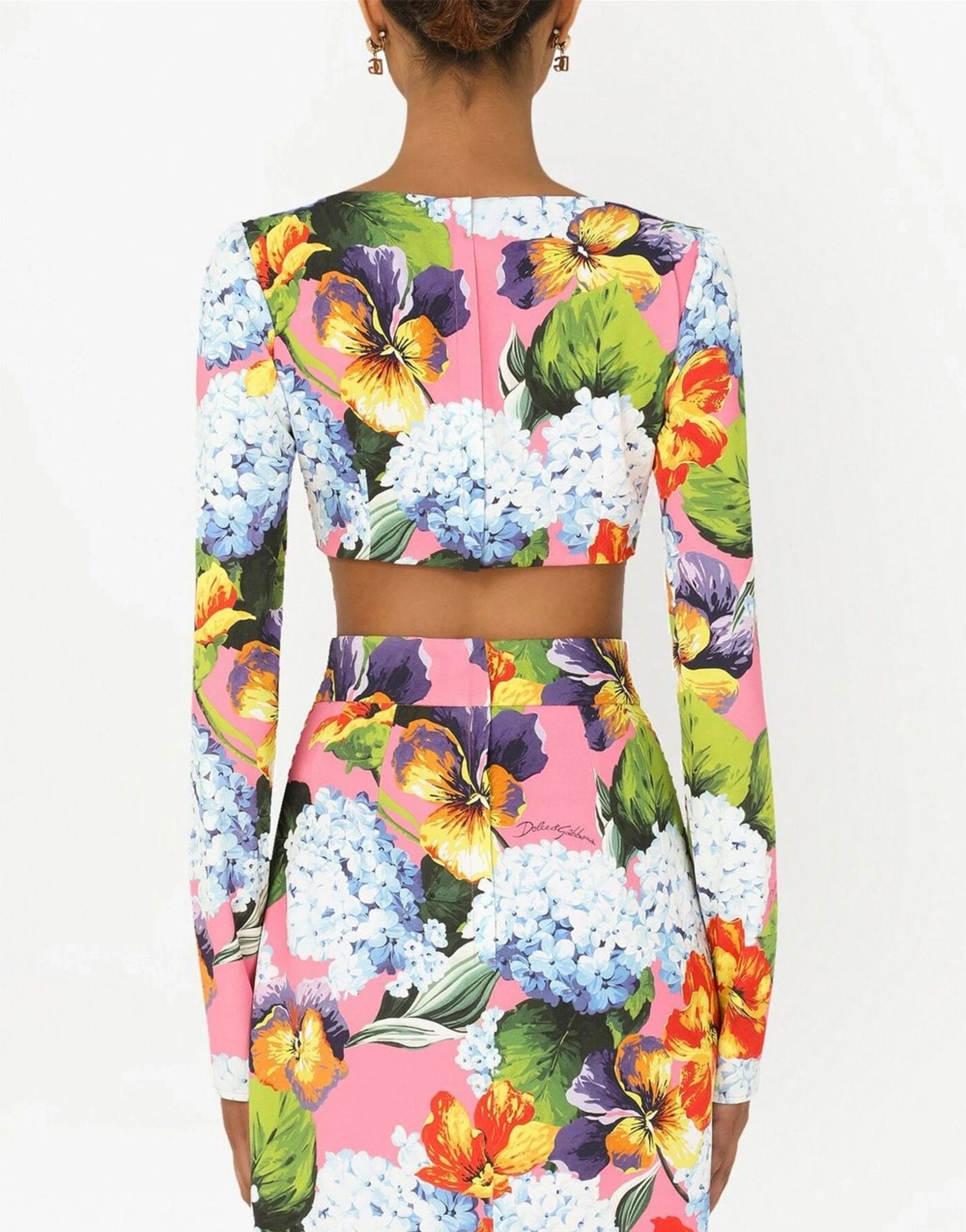 Top in cady con stampa ortensie