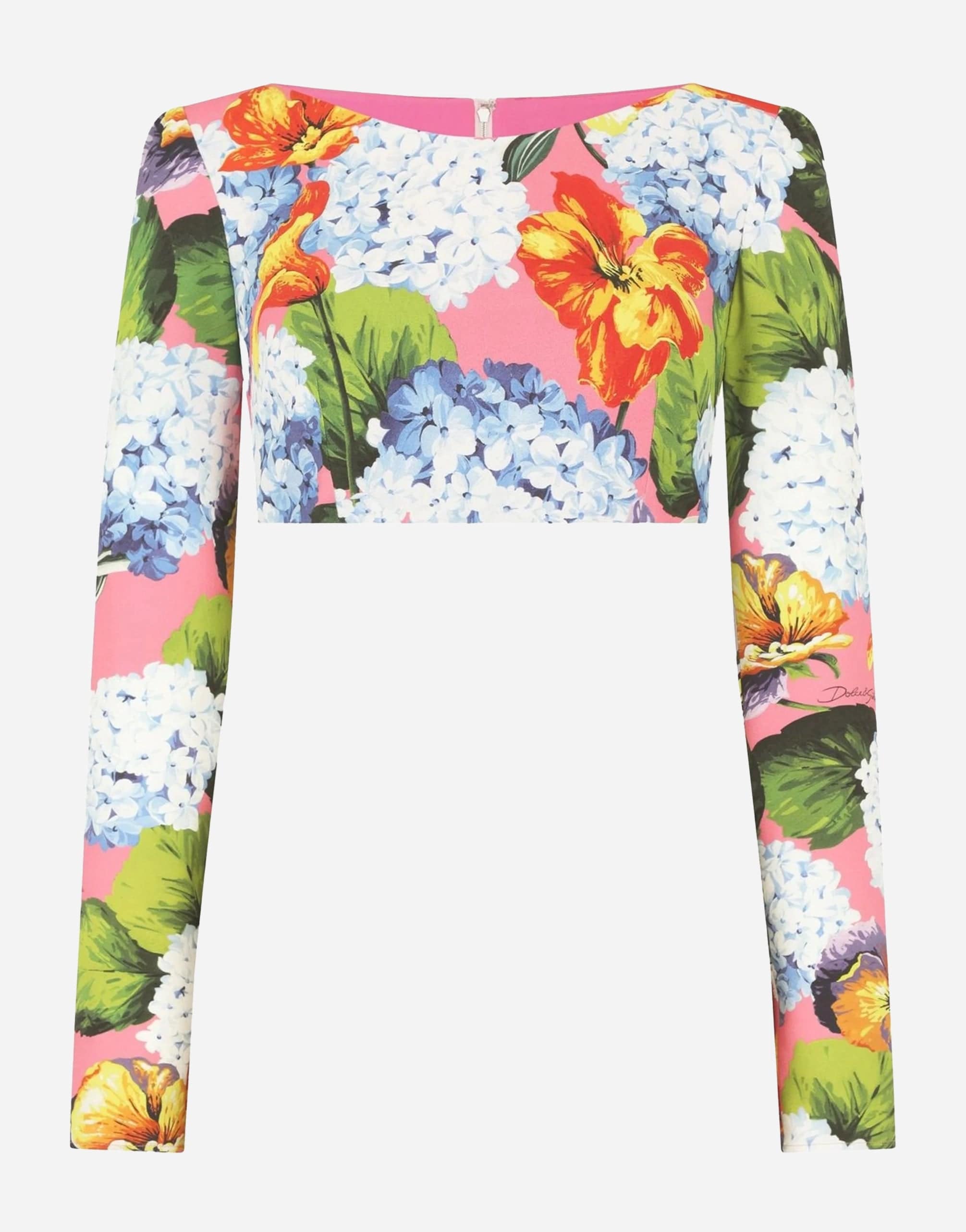 Top in cady con stampa ortensie