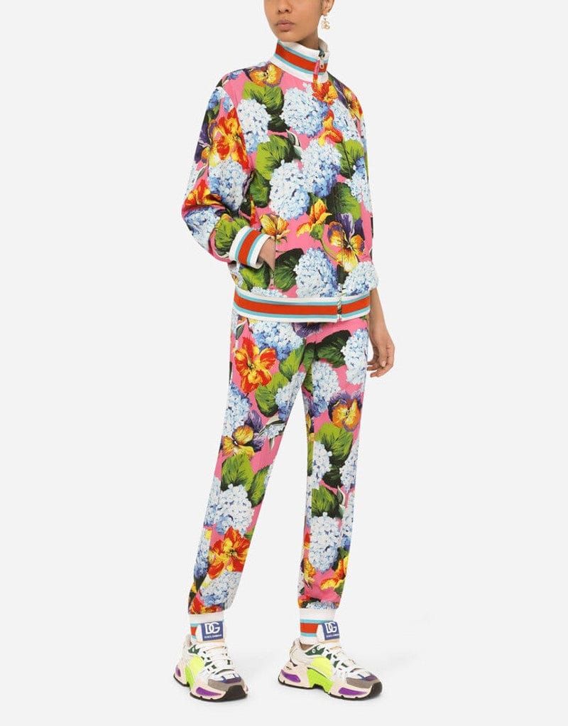 Dolce & Gabbana Hydrangea-Print Zip-Up Cady Sweatshirt