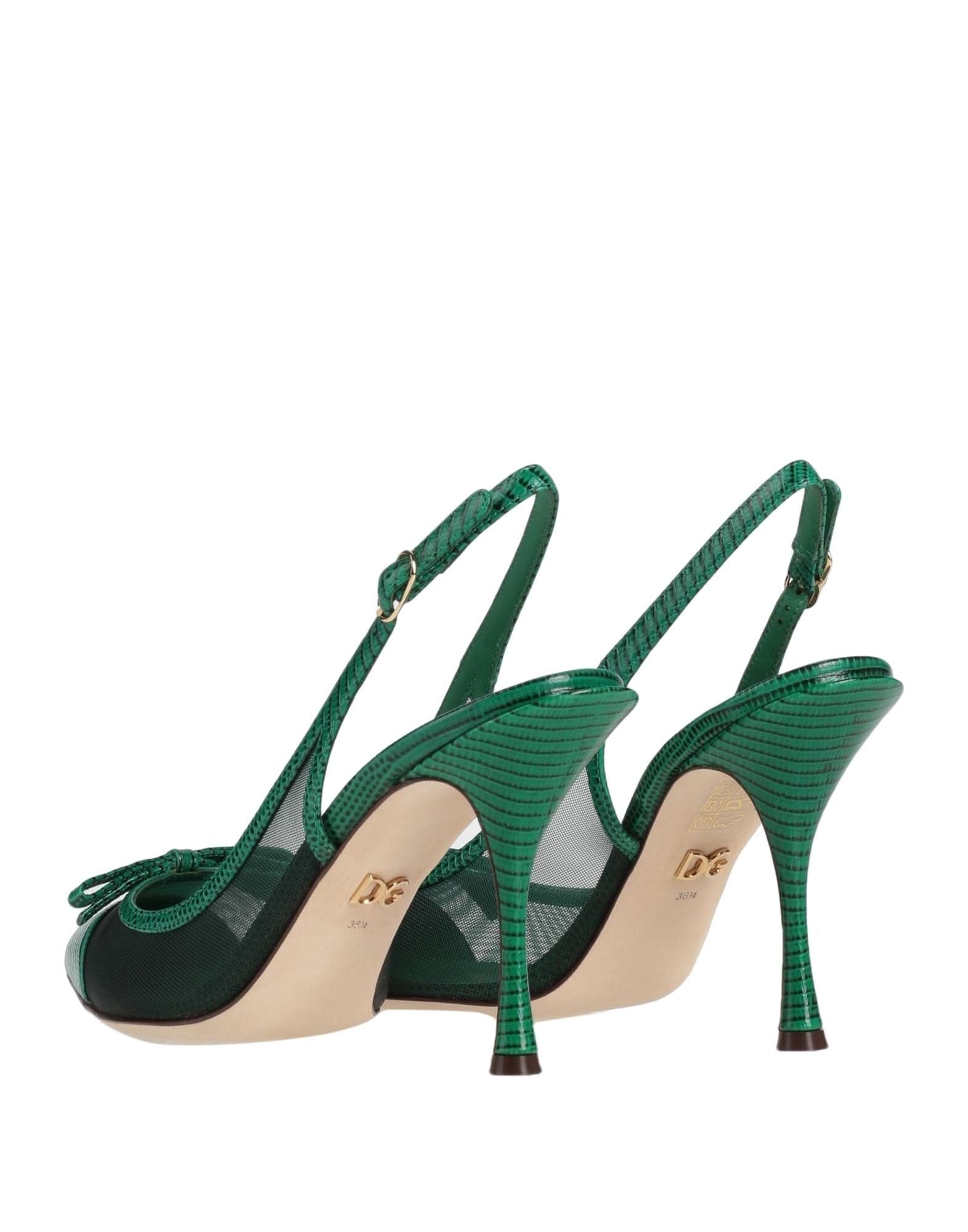 Dolce & Gabbana Iguana-Print Leather Mesh Slingbacks