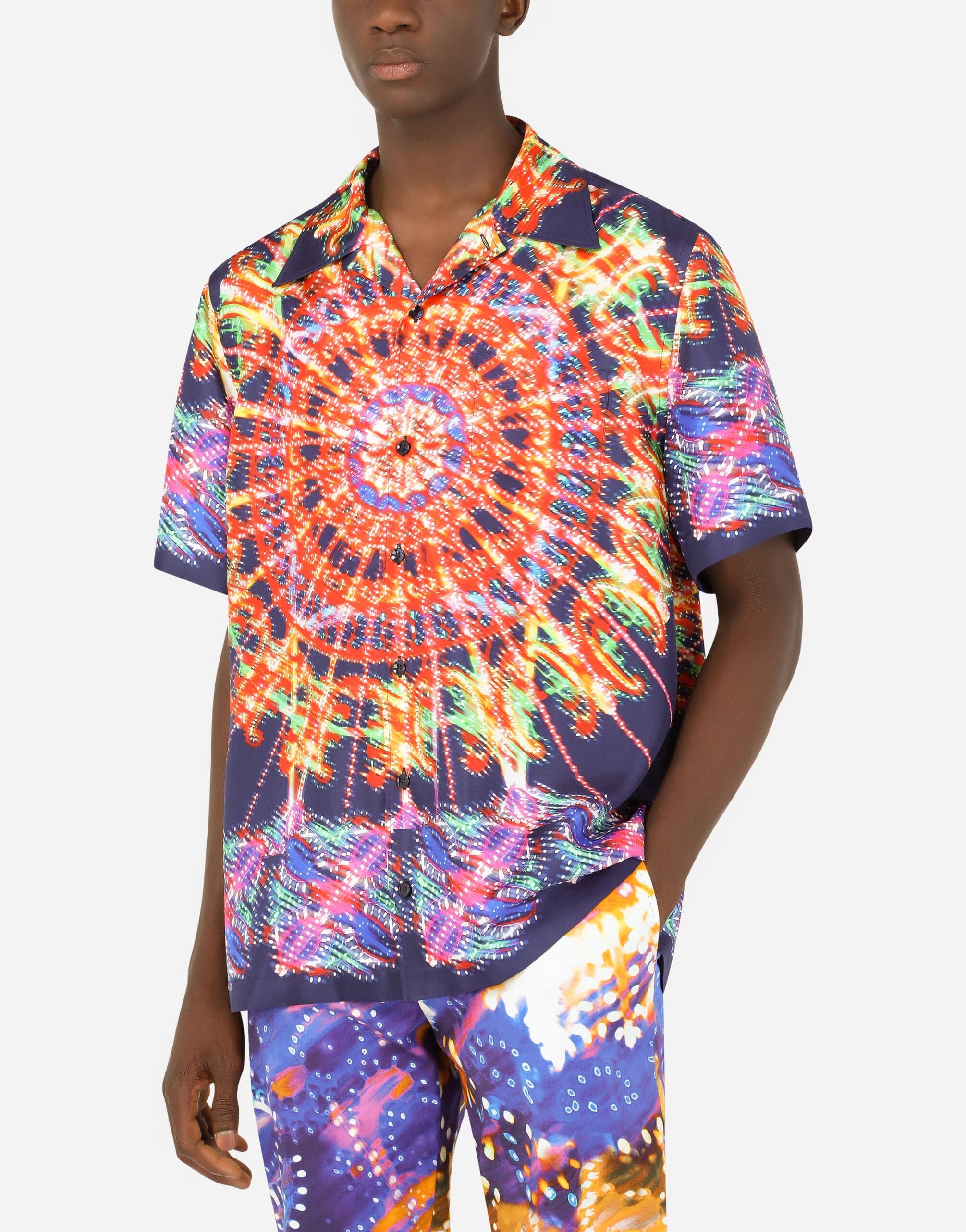 Illumination-Print Silk Hawaiian Shirt