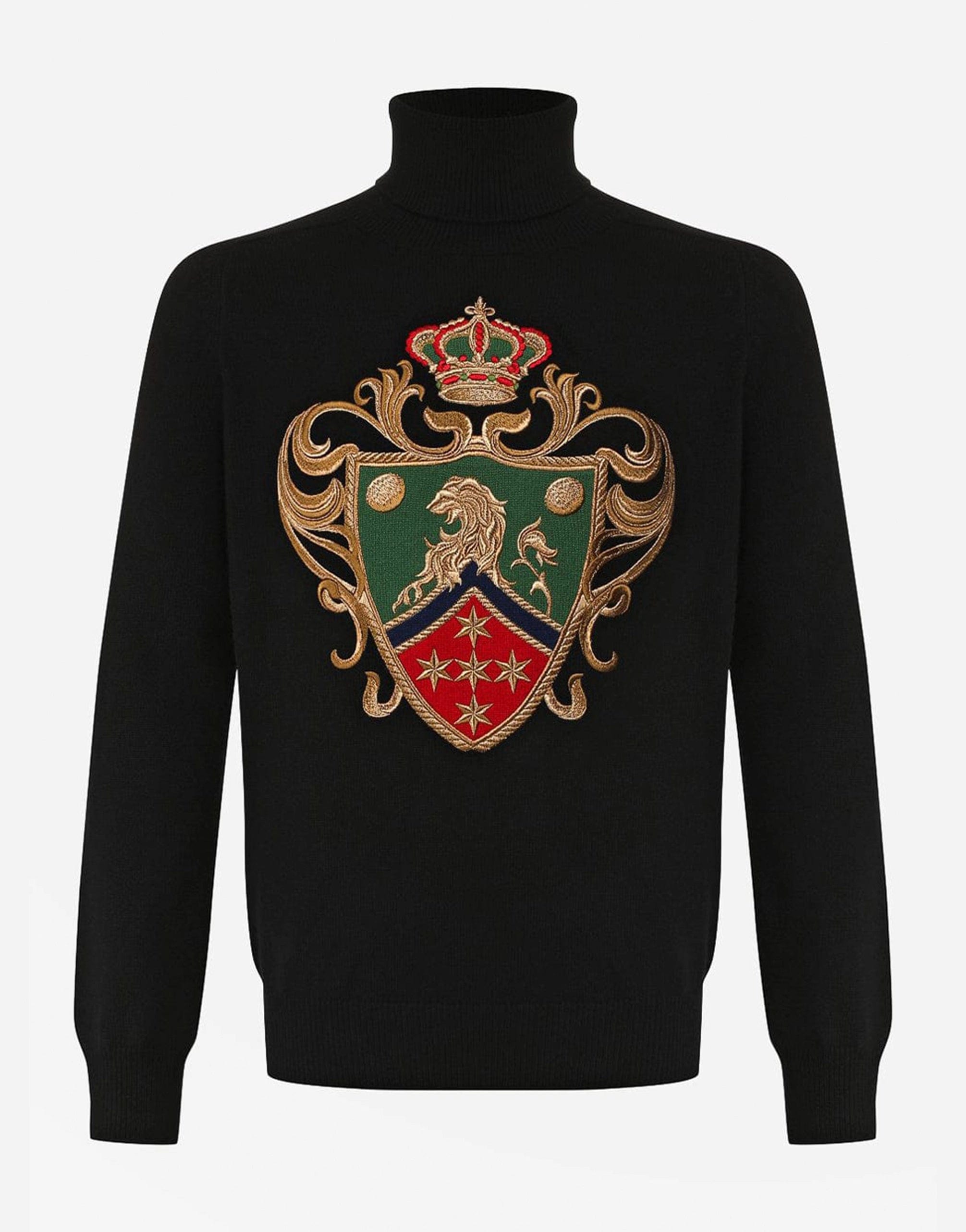 Dolce & Gabbana Intarsia Embroidery Polo-Neck Sweater