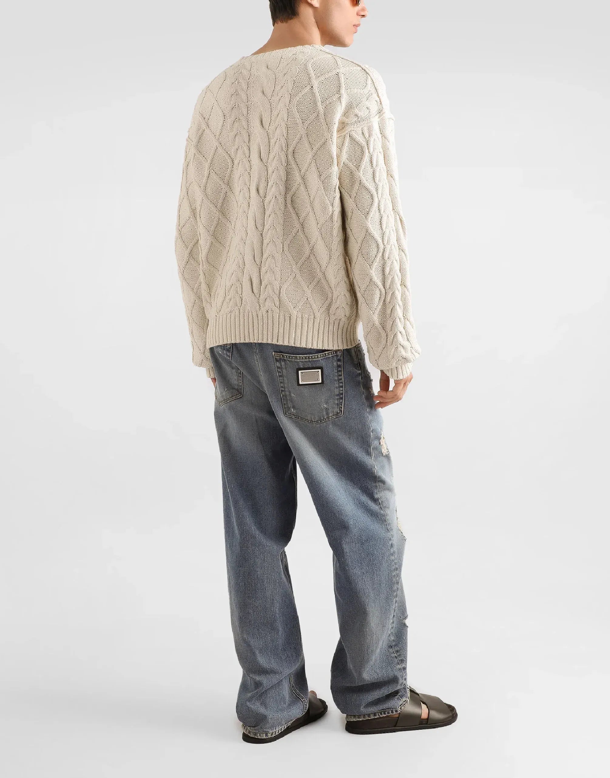 Dolce & Gabbana Interwoven Pattern Cotton Blend Sweater